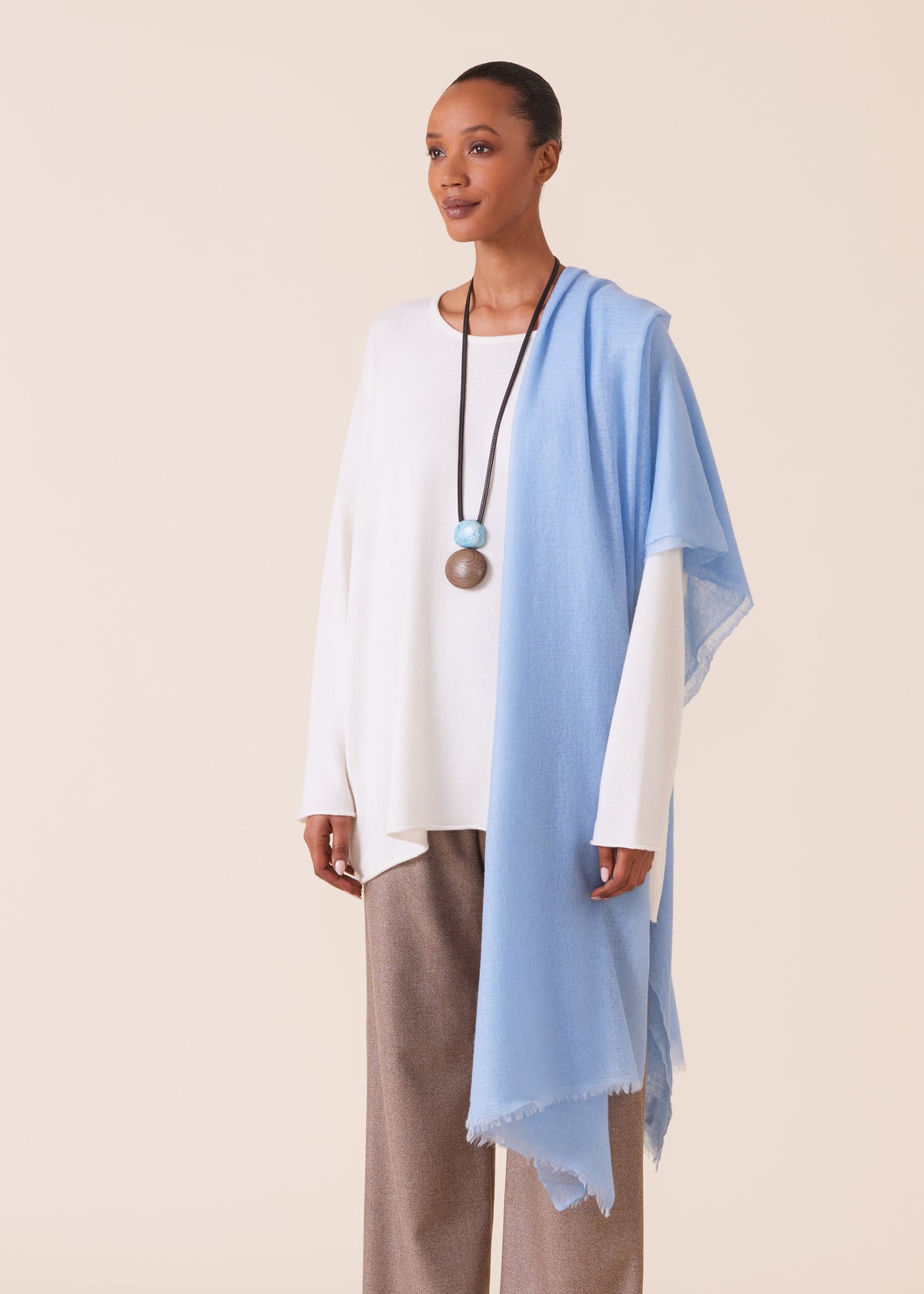 cashmere large scarf (woadblue)