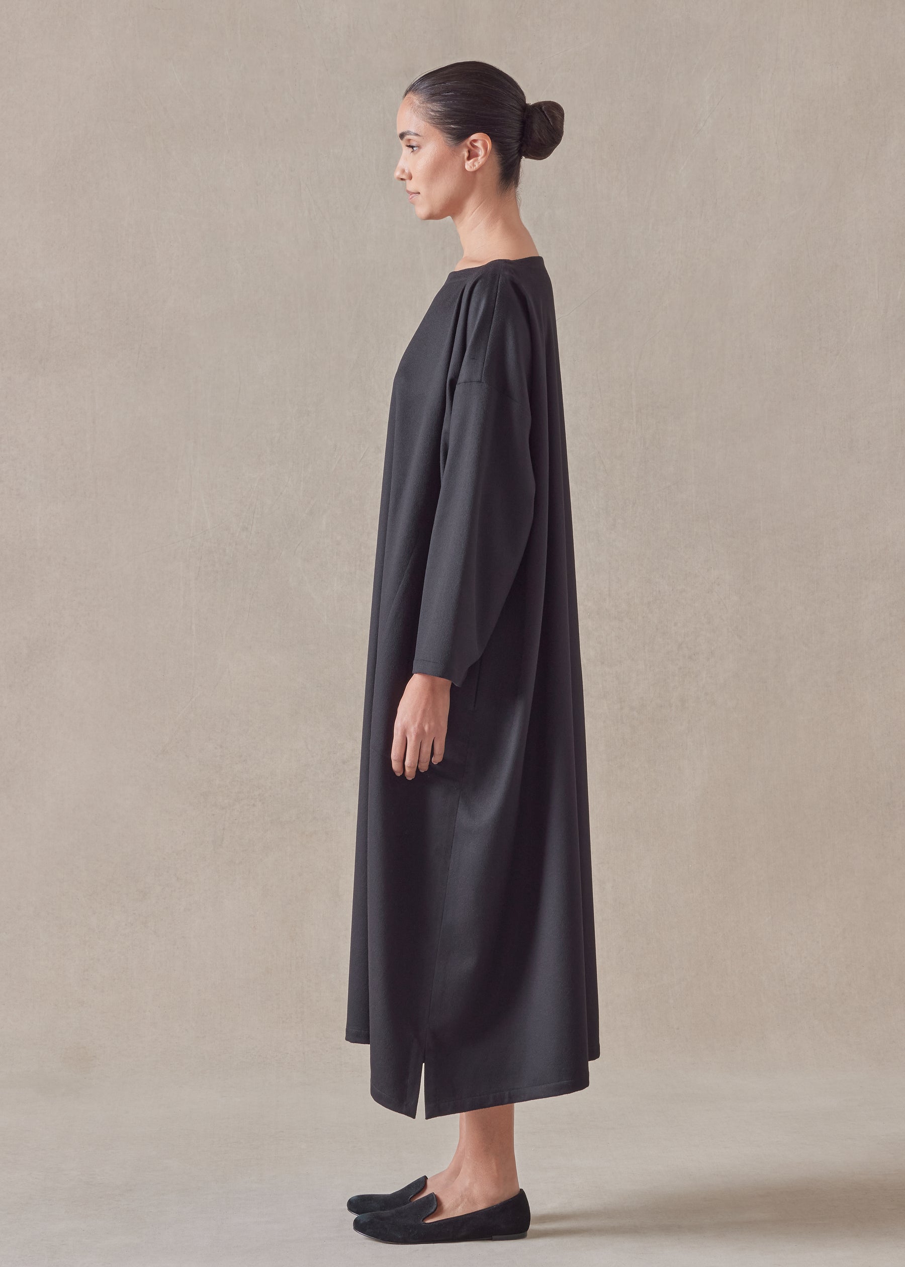 cashmere wide a-line scoop neck dress