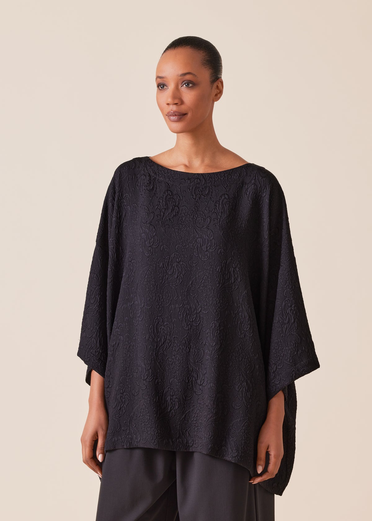 3/4 sleeve bateau neck tunic - long