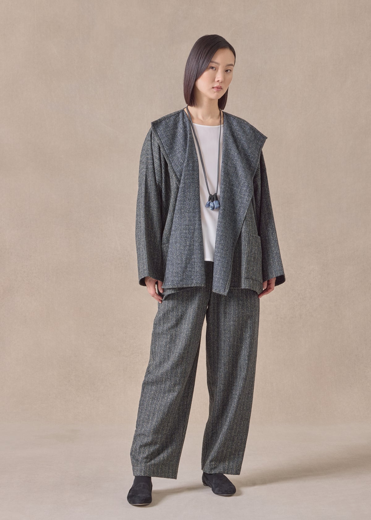 wool silk mix small jacket coat - mid plus