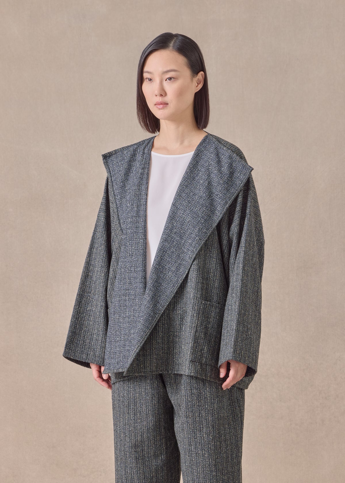 wool silk mix small jacket coat - mid plus