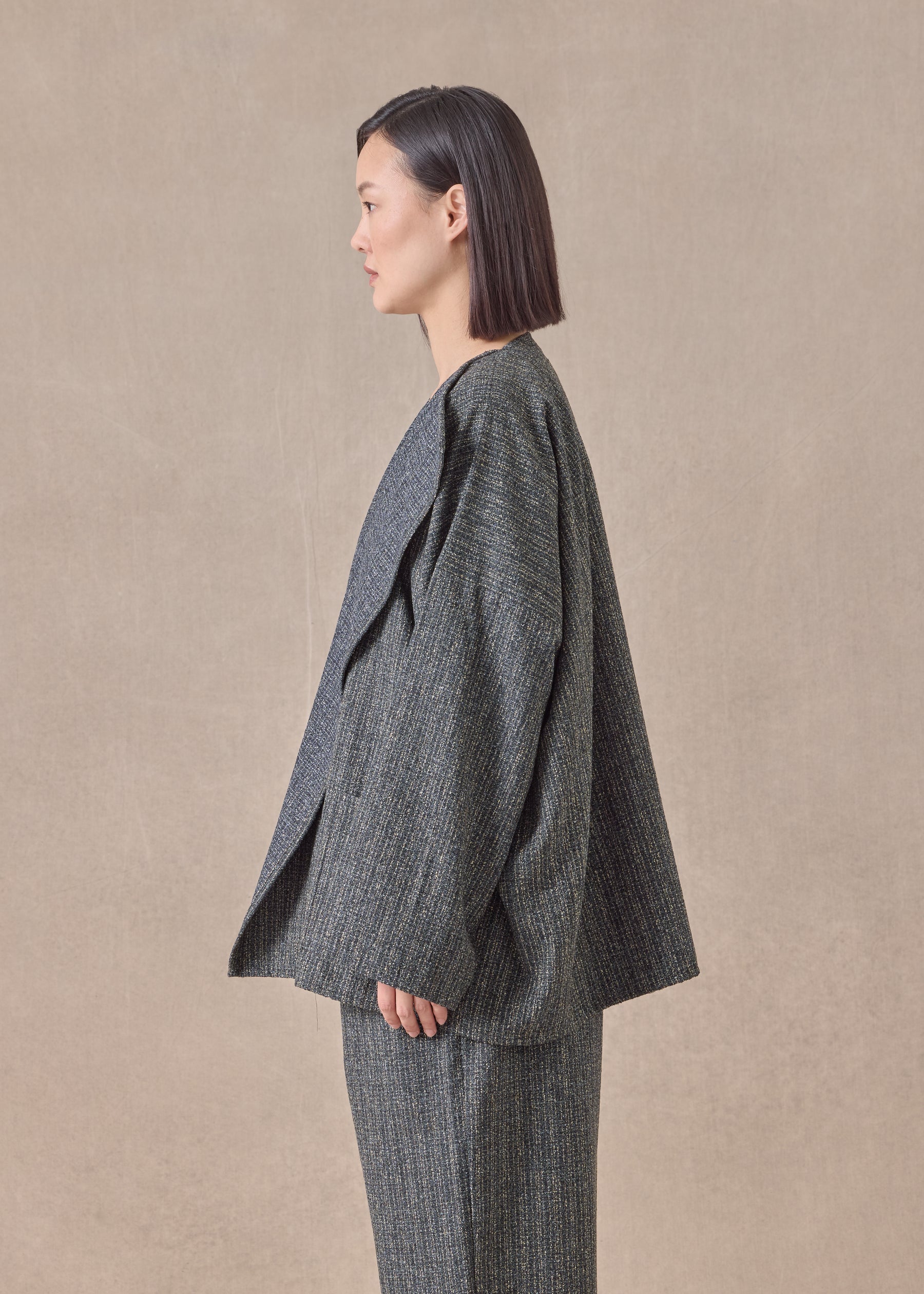 wool silk mix small jacket coat - mid plus