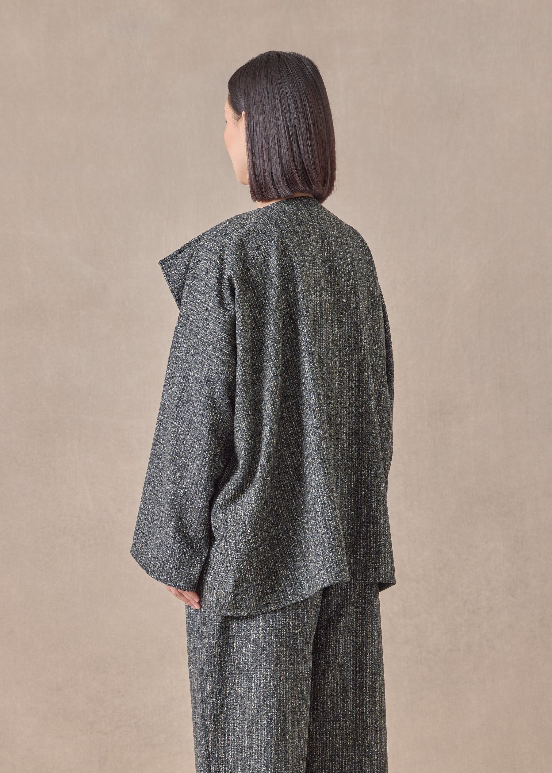 wool silk mix small jacket coat - mid plus