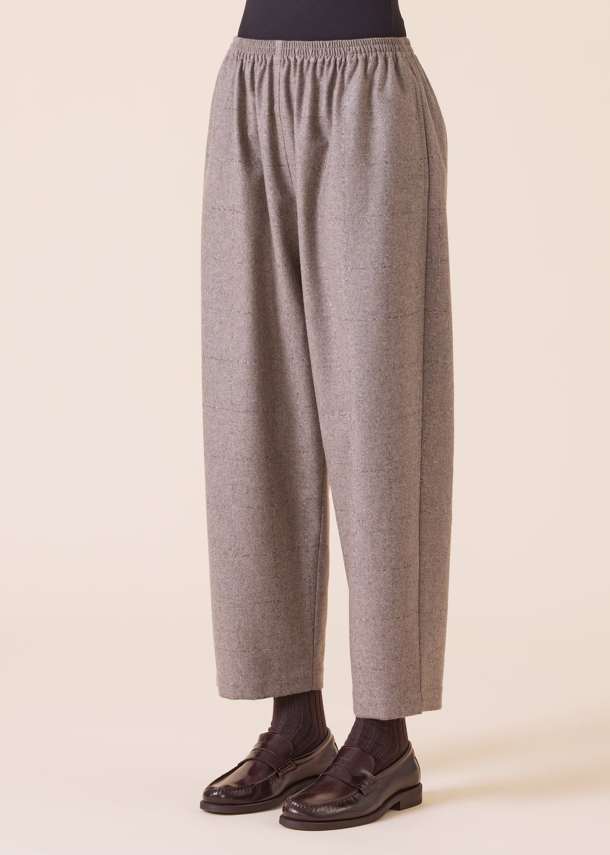 wool cashmere mix longer japanese trouser with ankle slits