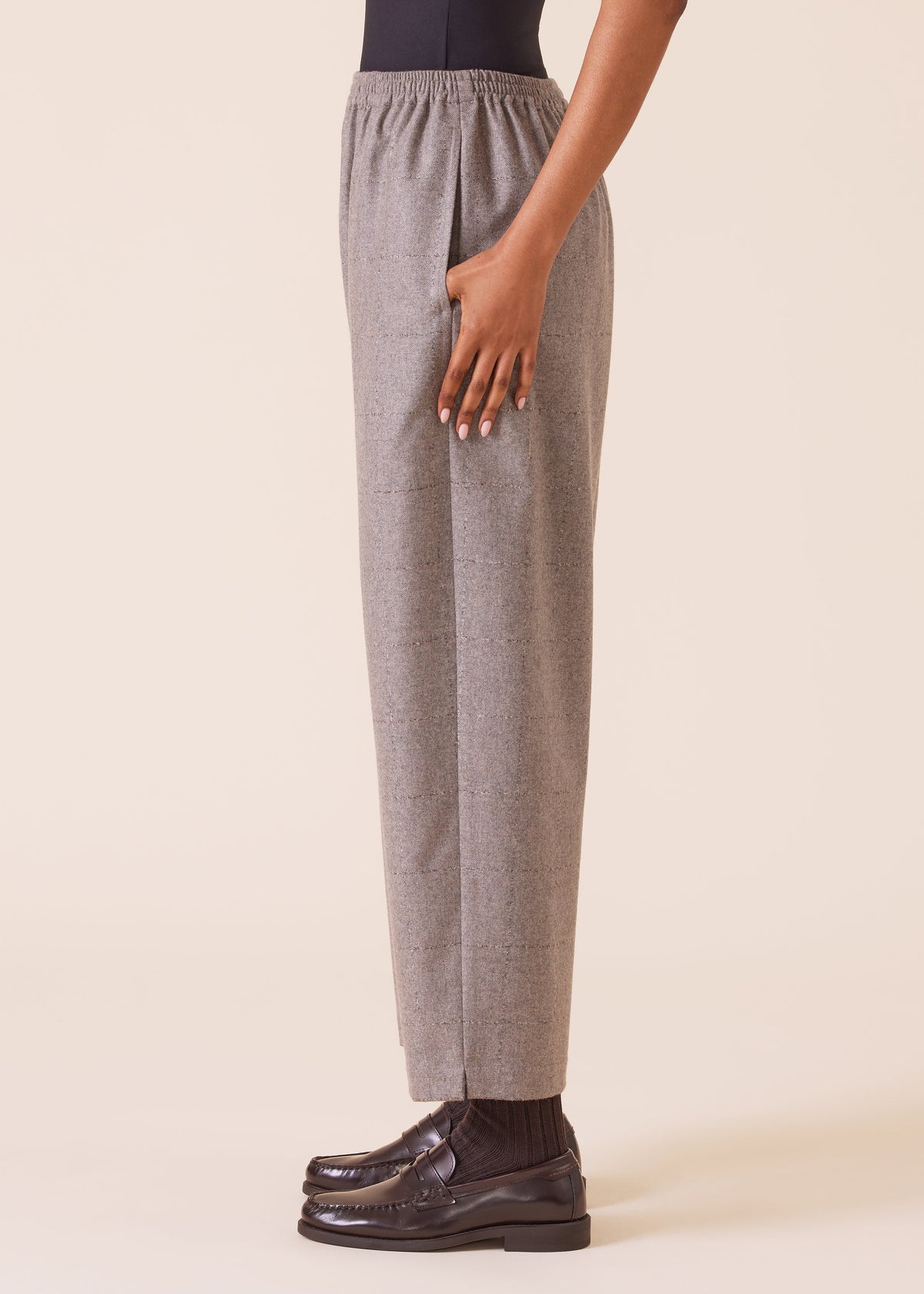 wool cashmere mix longer japanese trouser with ankle slits