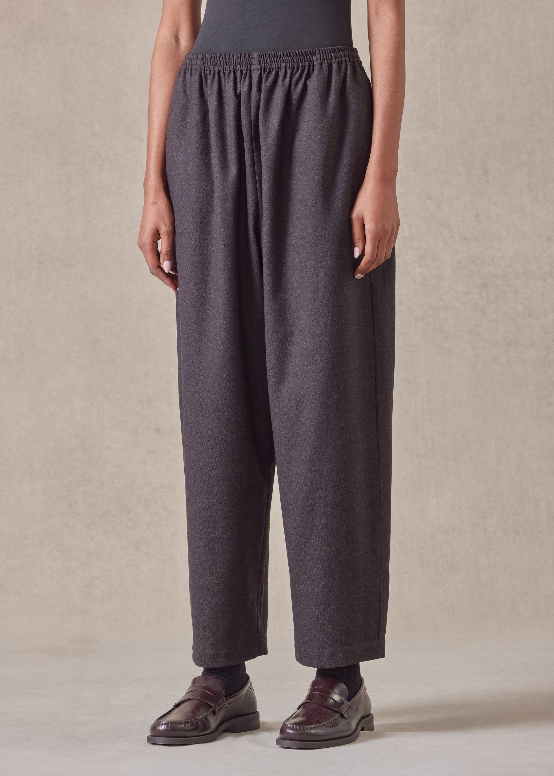 wool longer japanese trouser with ankle slits