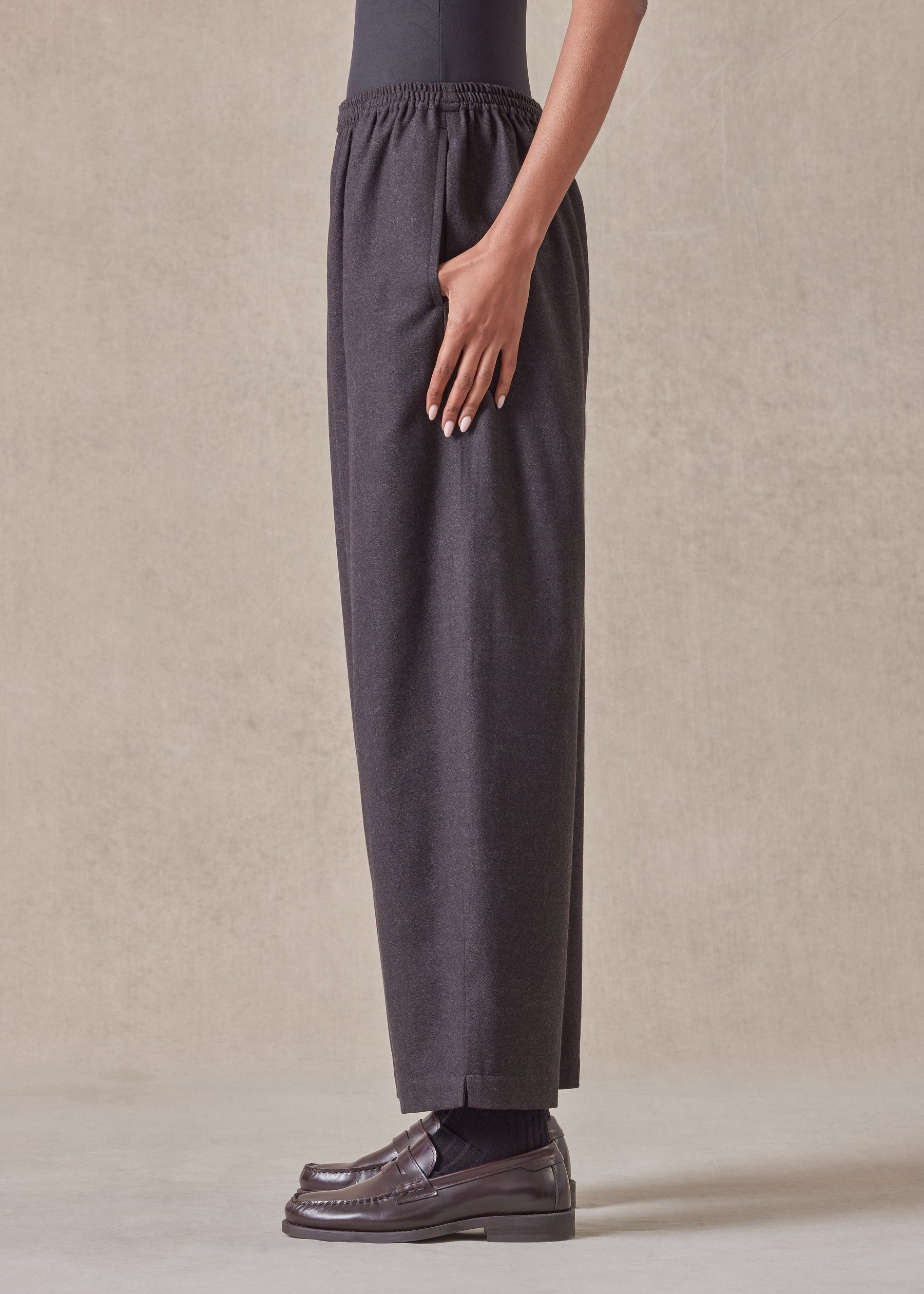 wool longer japanese trouser with ankle slits