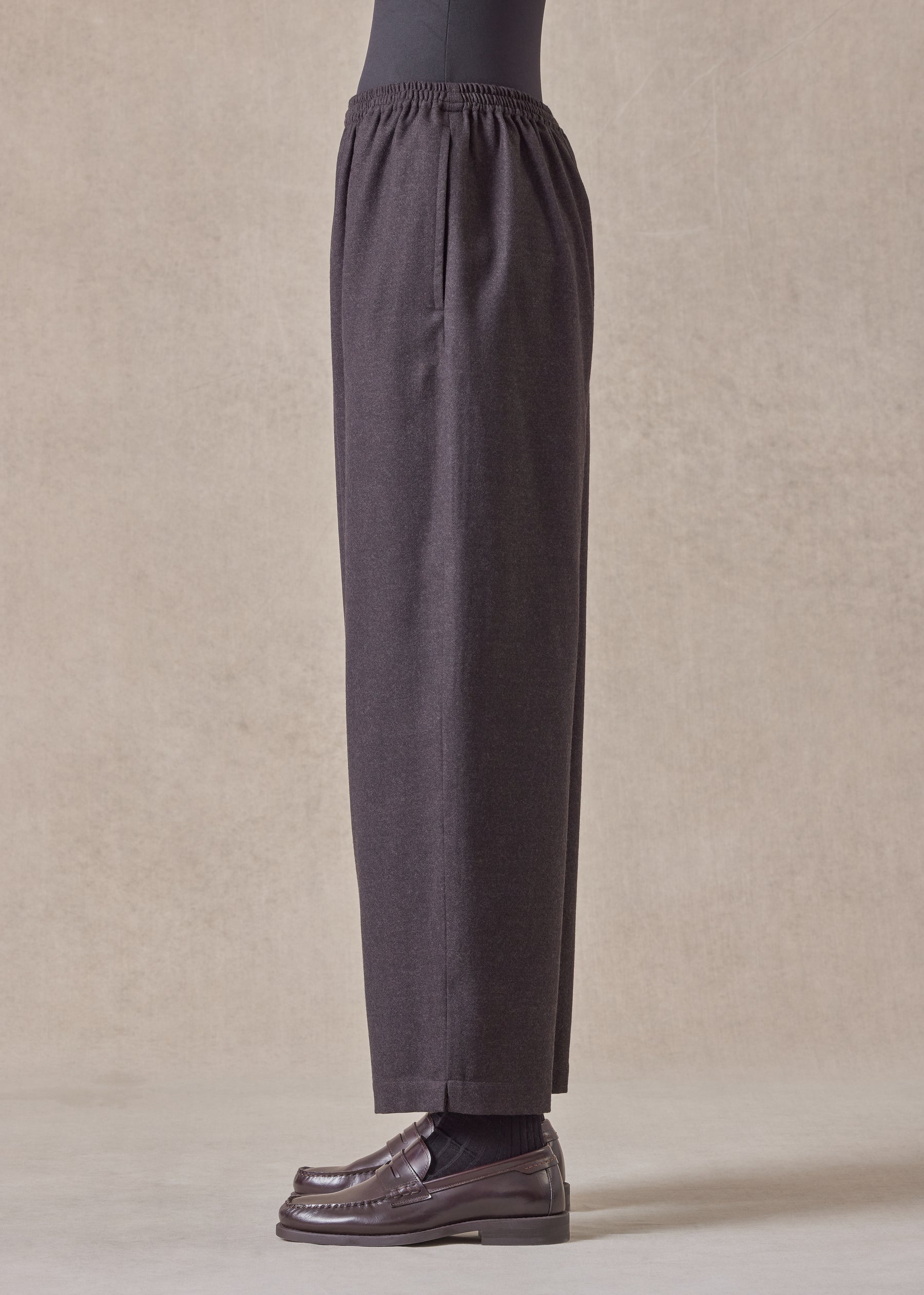 wool longer japanese trouser with ankle slits