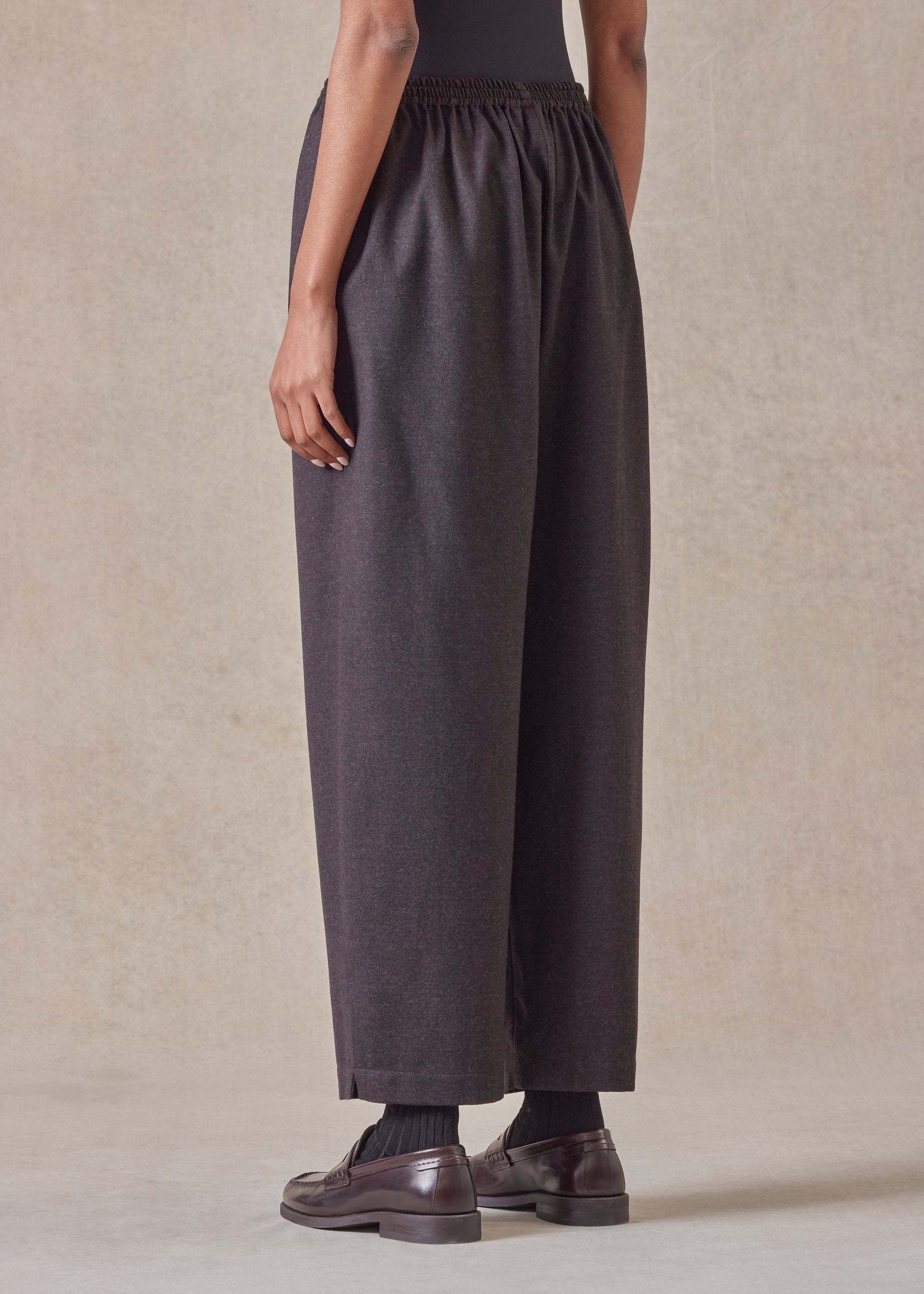 wool longer japanese trouser with ankle slits