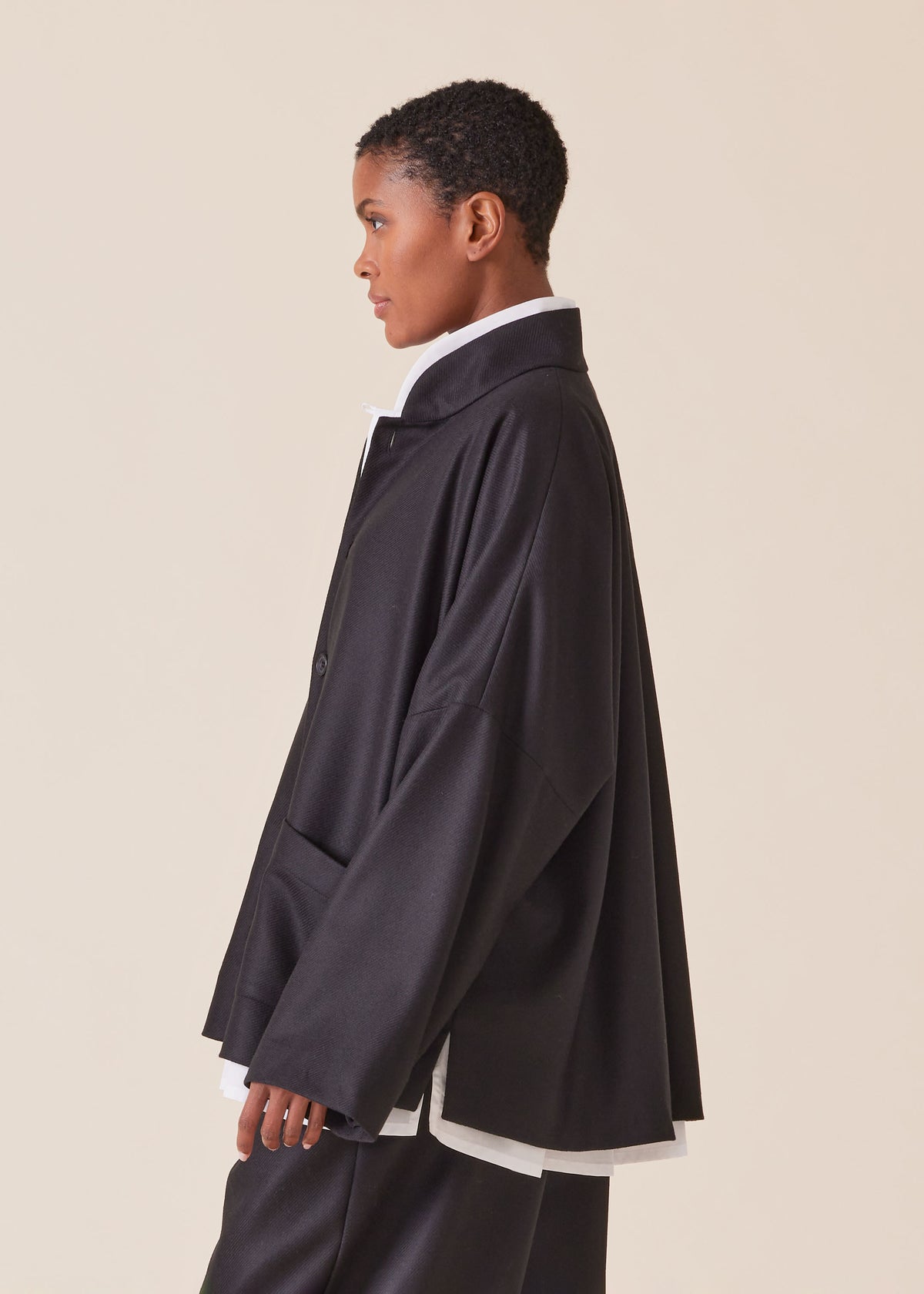 wool silk mix chinese imperial jacket with chinese collar - mid plus