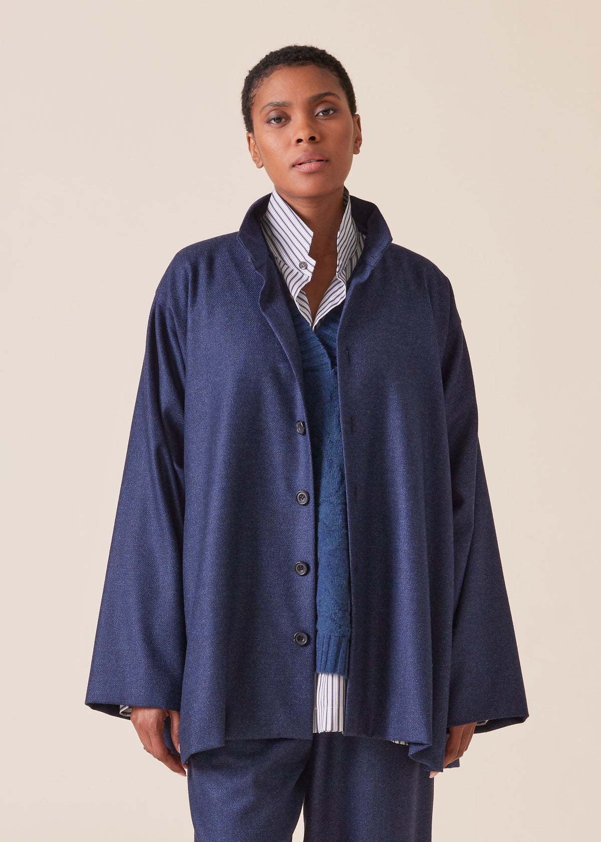 wool silk mix caucasus jacket with notch collar - long