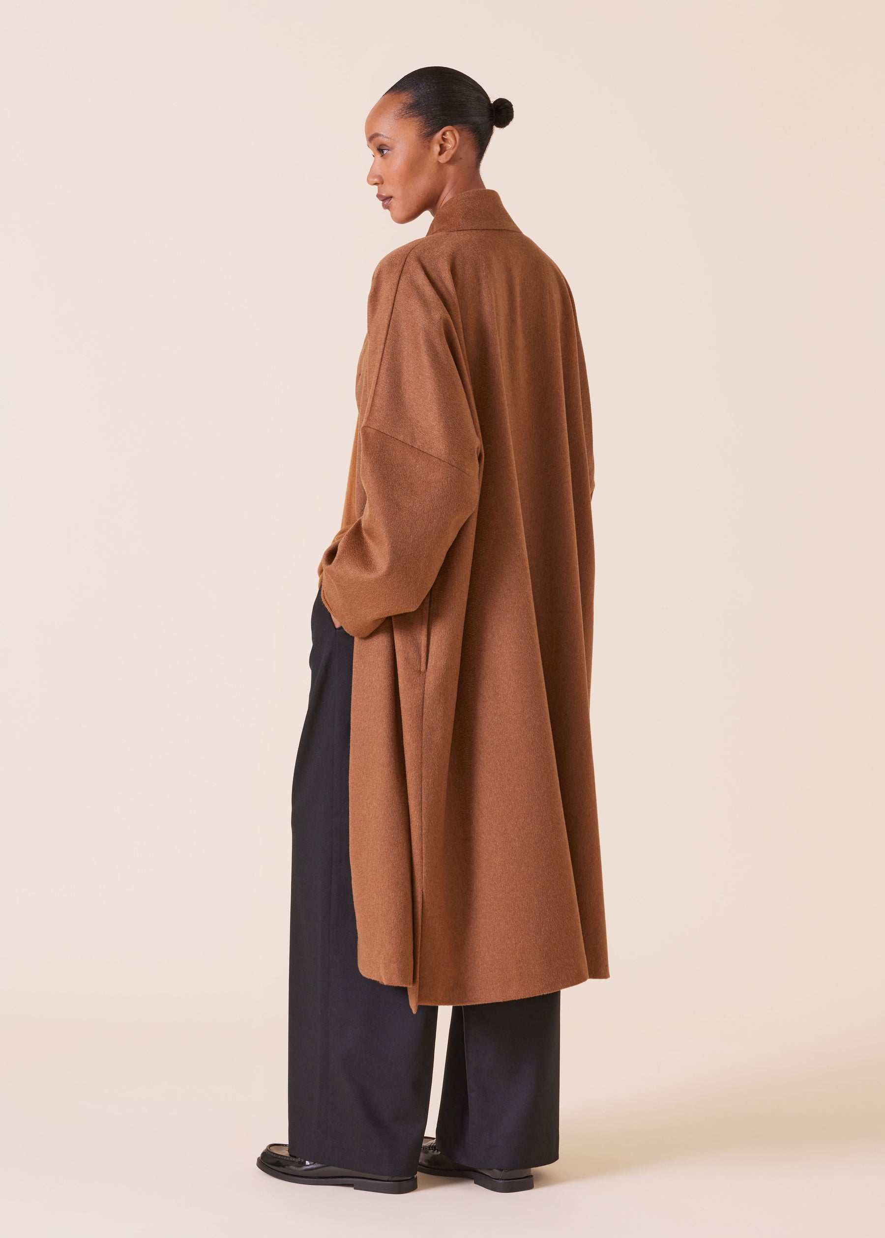 cashmere chinese imperial coat with chinese collar - full length