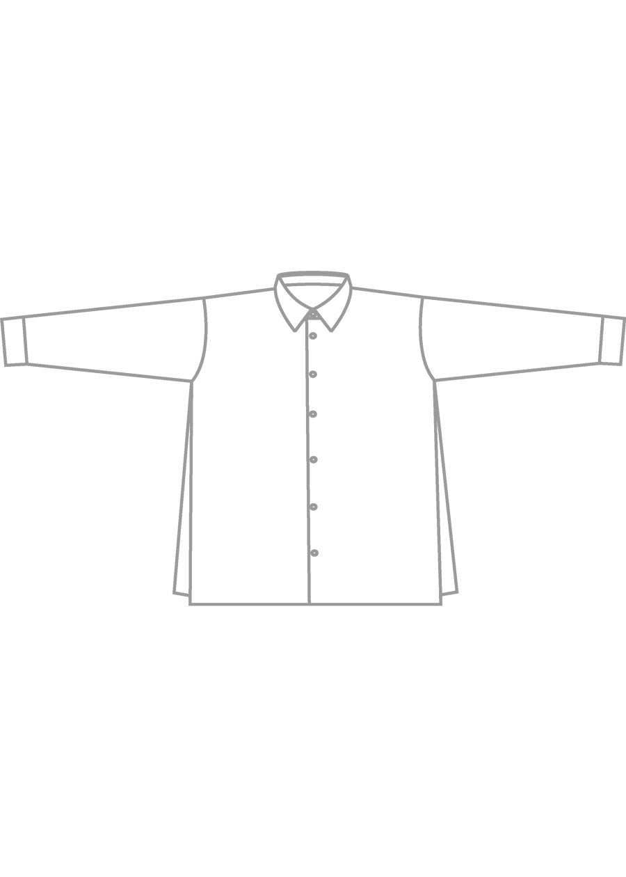 cotton slim a-line shirt with collar and stepped insert - long