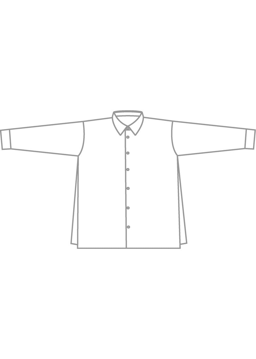 cotton slim a-line shirt with collar and stepped insert - long
