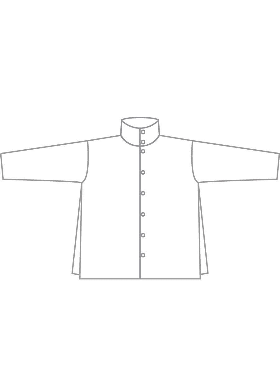 cotton slim a-line scrunch neck shirt with stepped insert - long