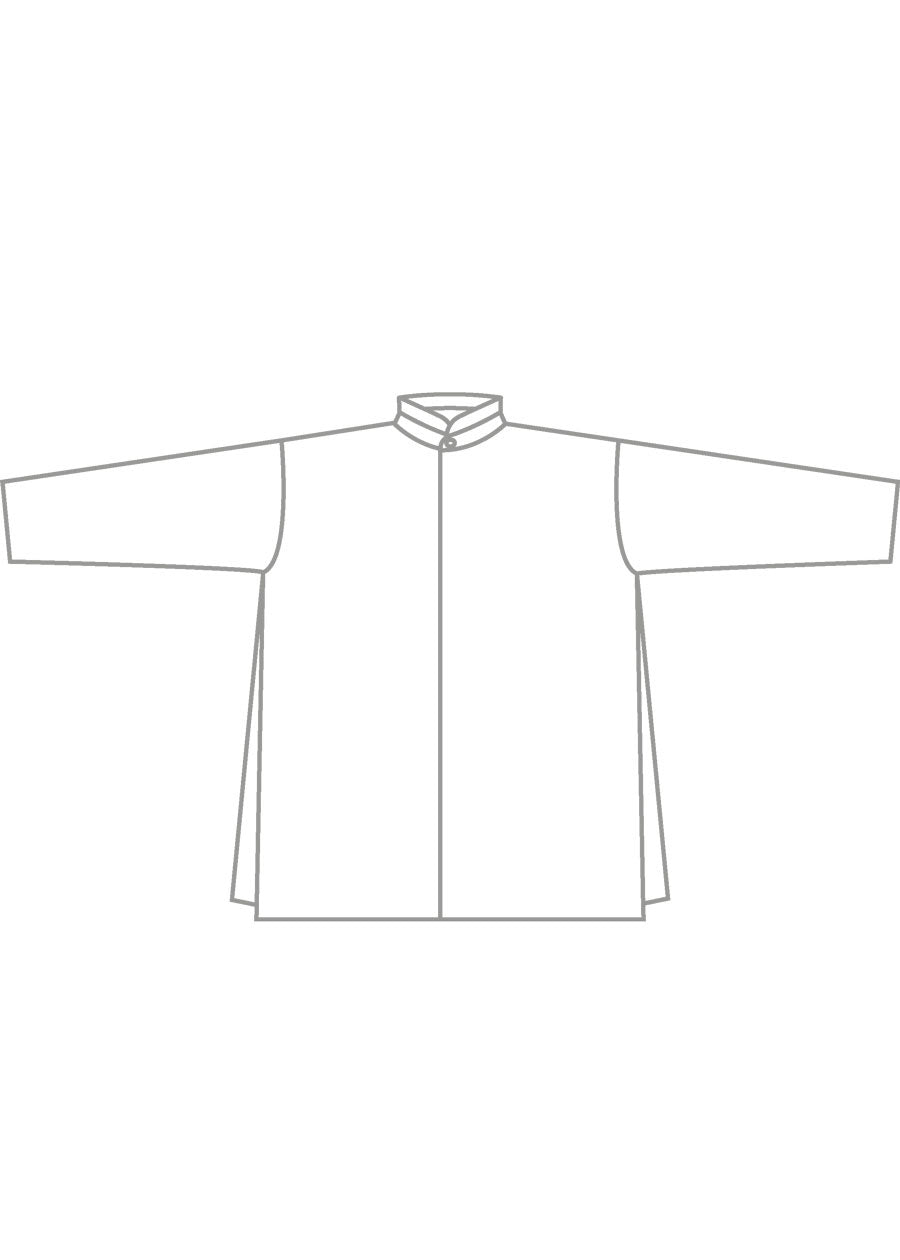 cotton slim a-line shirt with double stand collar and stepped insert - long plus