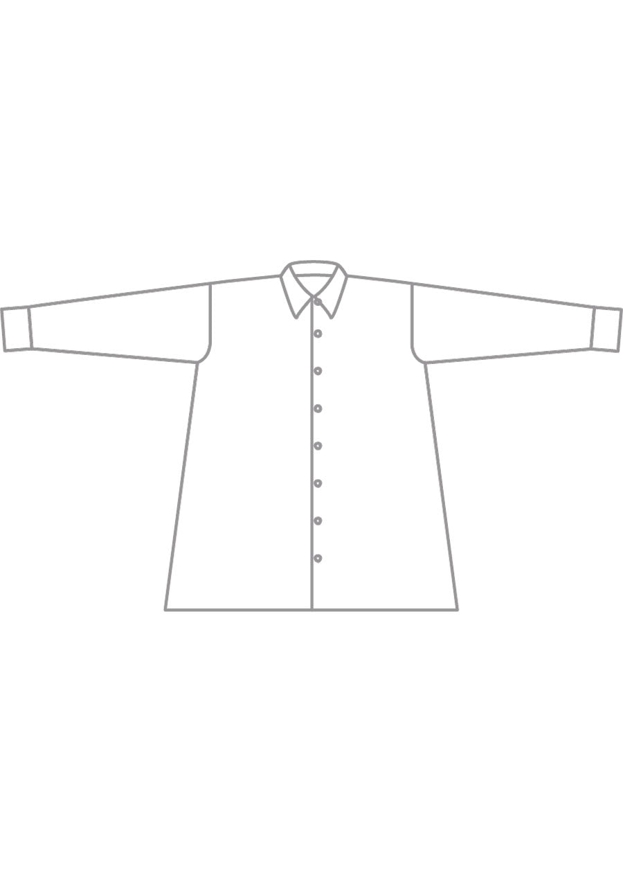 cotton slim a-line back pleat shirt with collar - long plus
