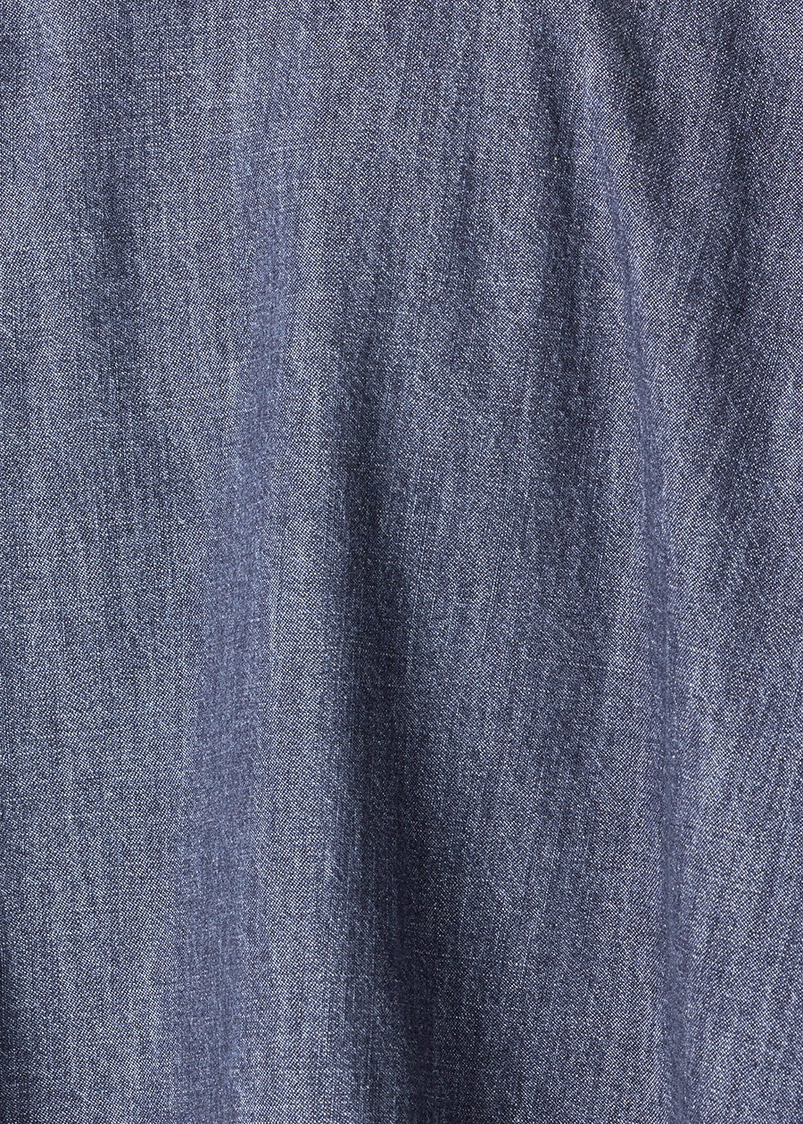 cotton angled-to-front side seam shirt with collar - long