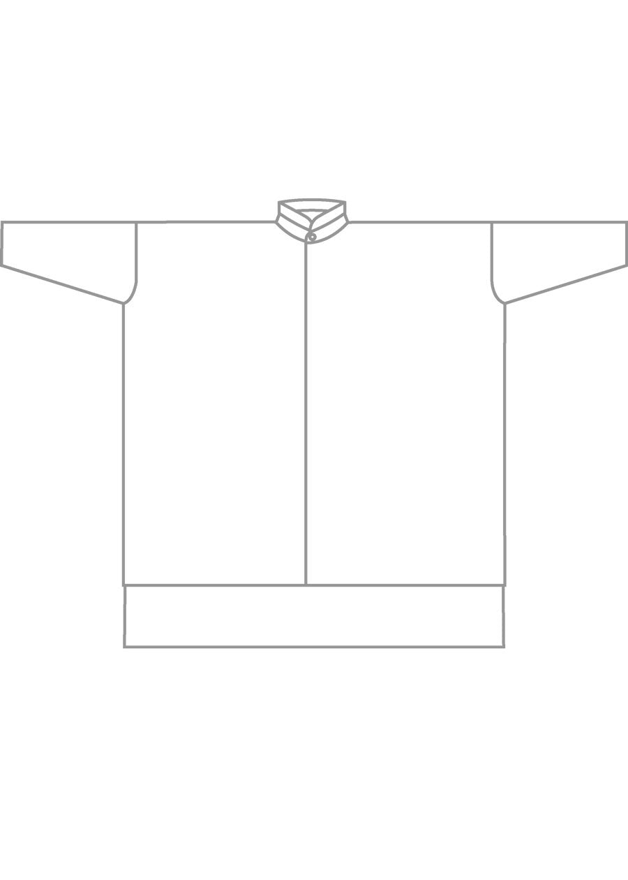 silk wide longer back double stand collar shirt - very long with slits