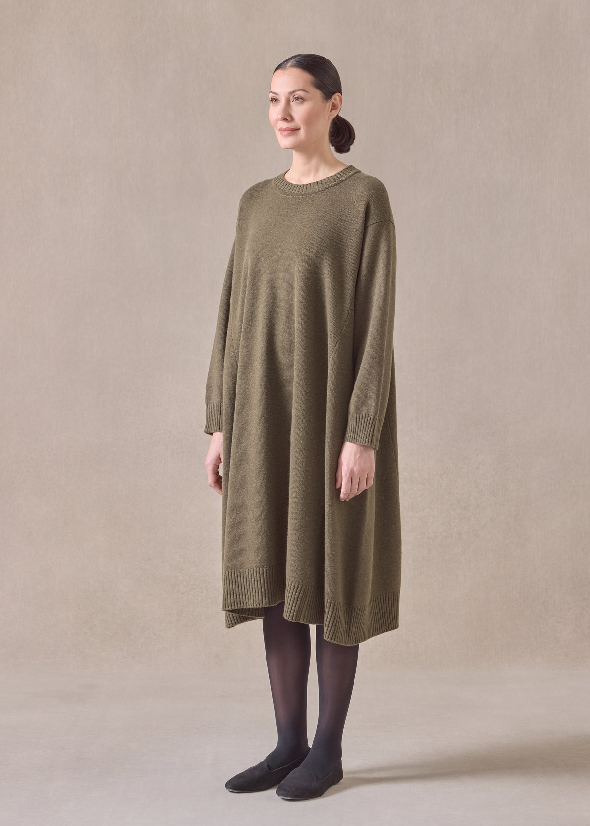 cashmere a-line round neck dress