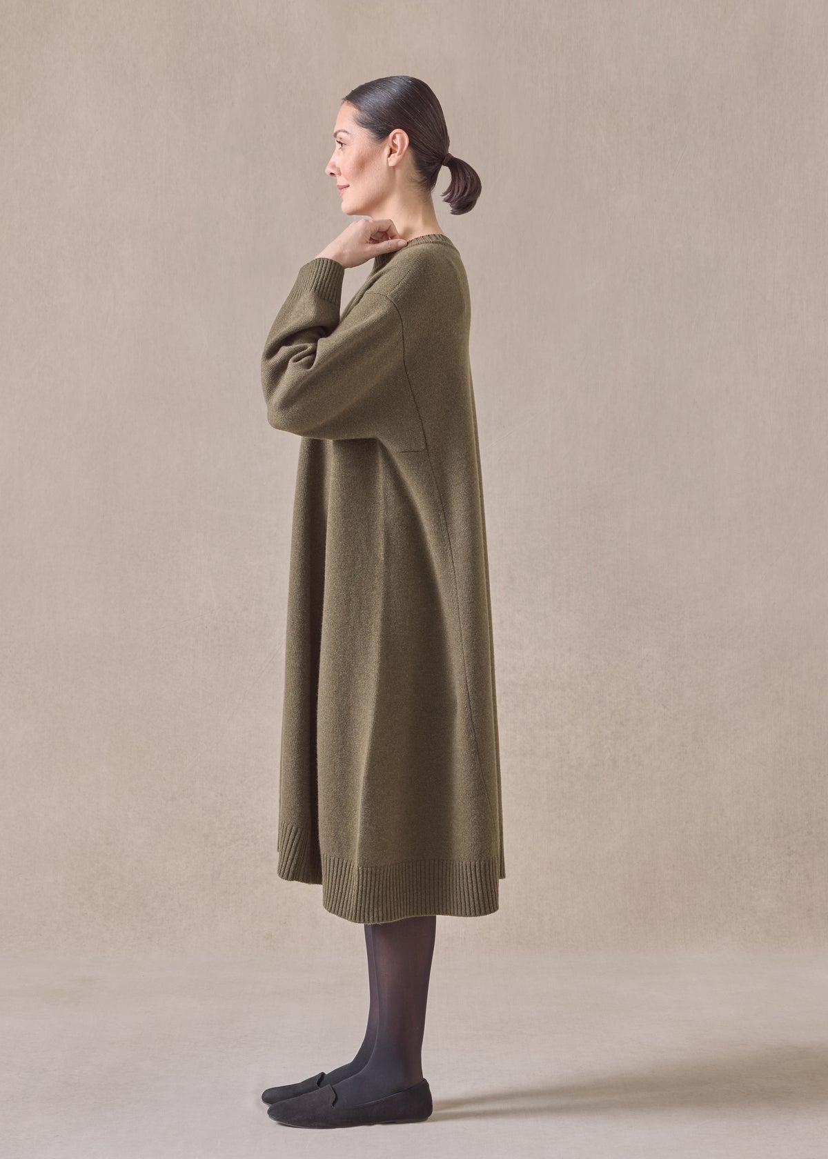 cashmere a-line round neck dress