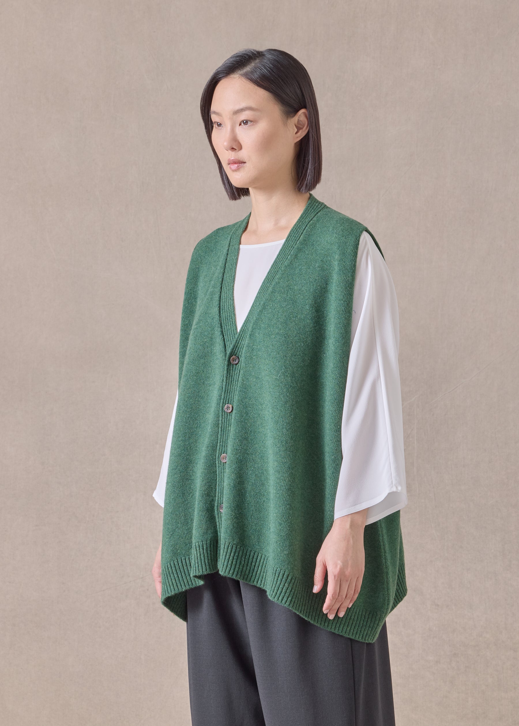 cashmere a-line sleeveless v neck cardigan - mid plus