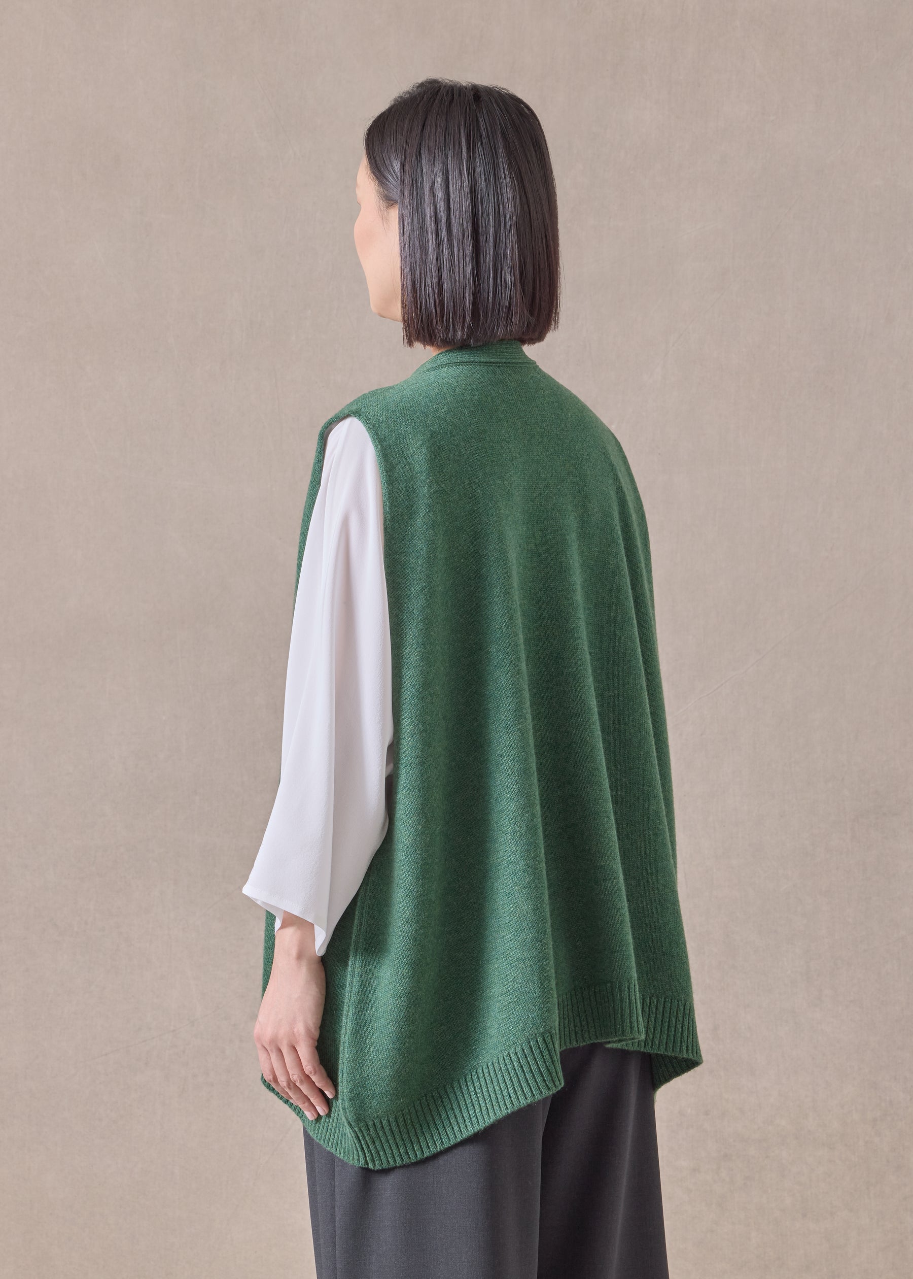 cashmere a-line sleeveless v neck cardigan - mid plus