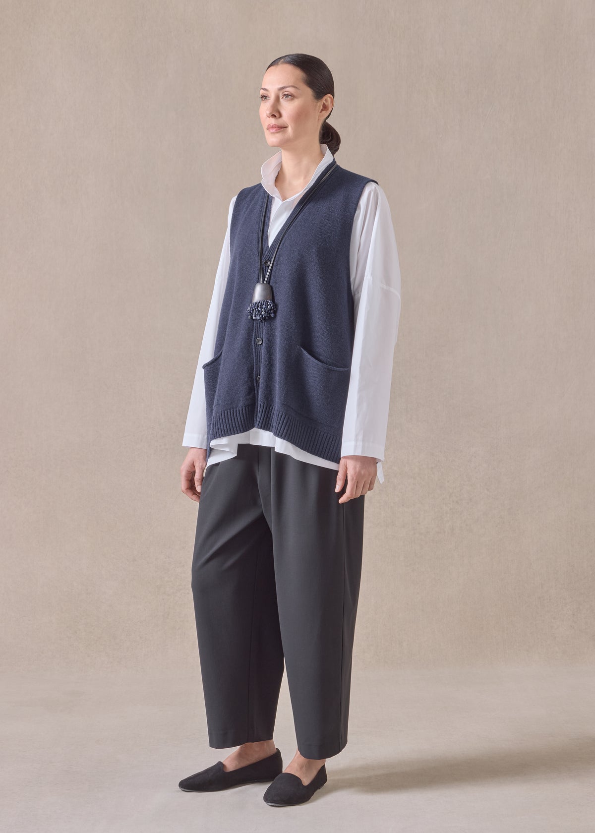 cashmere scoop armhole waistcoat - mid plus