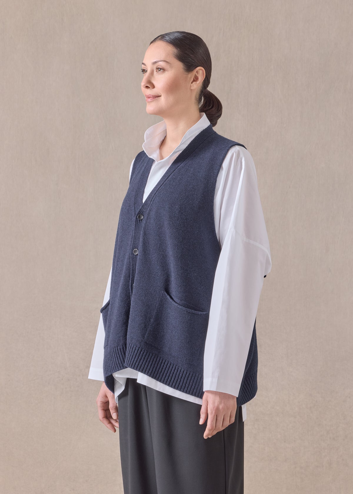 cashmere scoop armhole waistcoat - mid plus