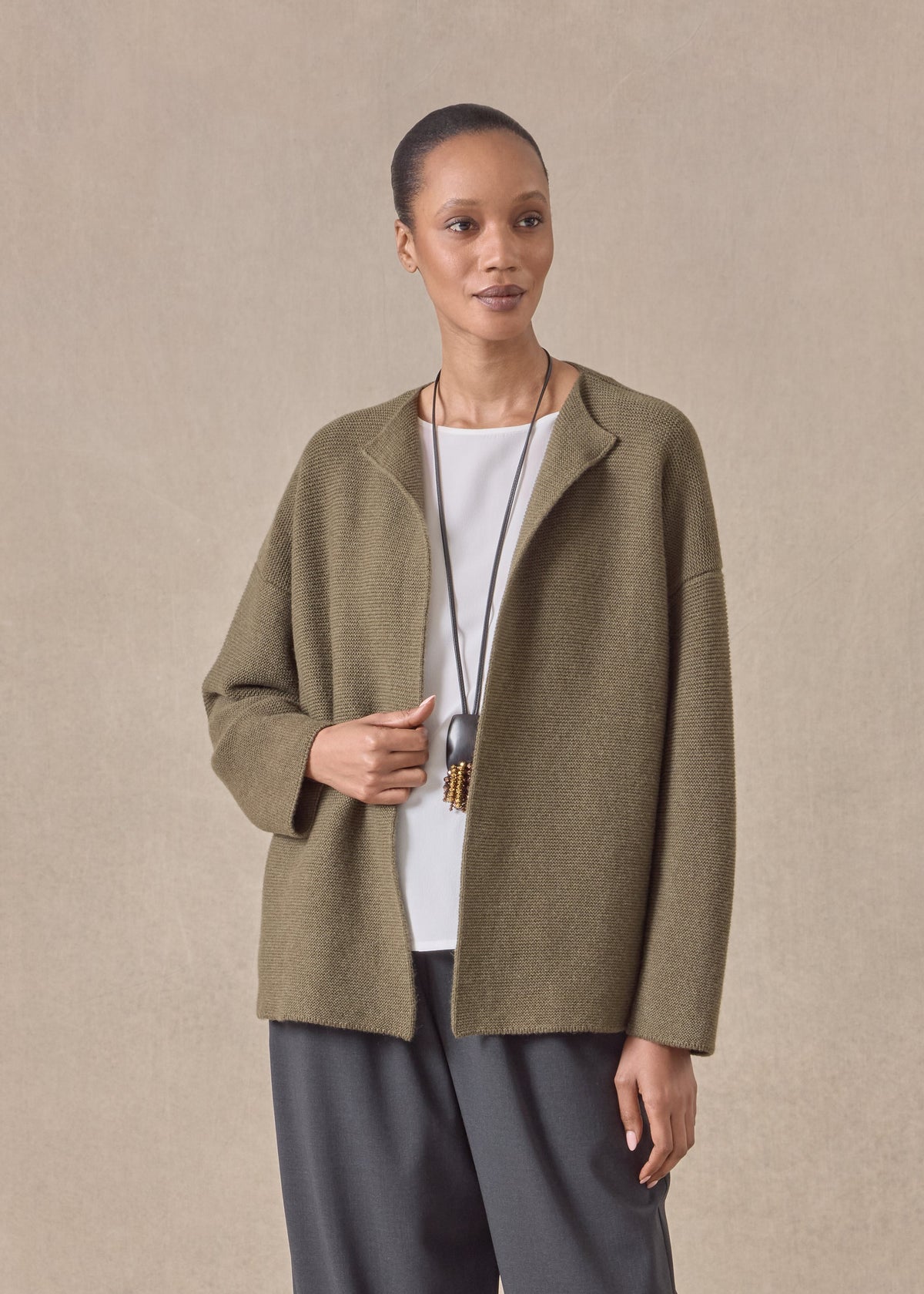 cashmere small jacket coat cardigan- short (antiquebronze)