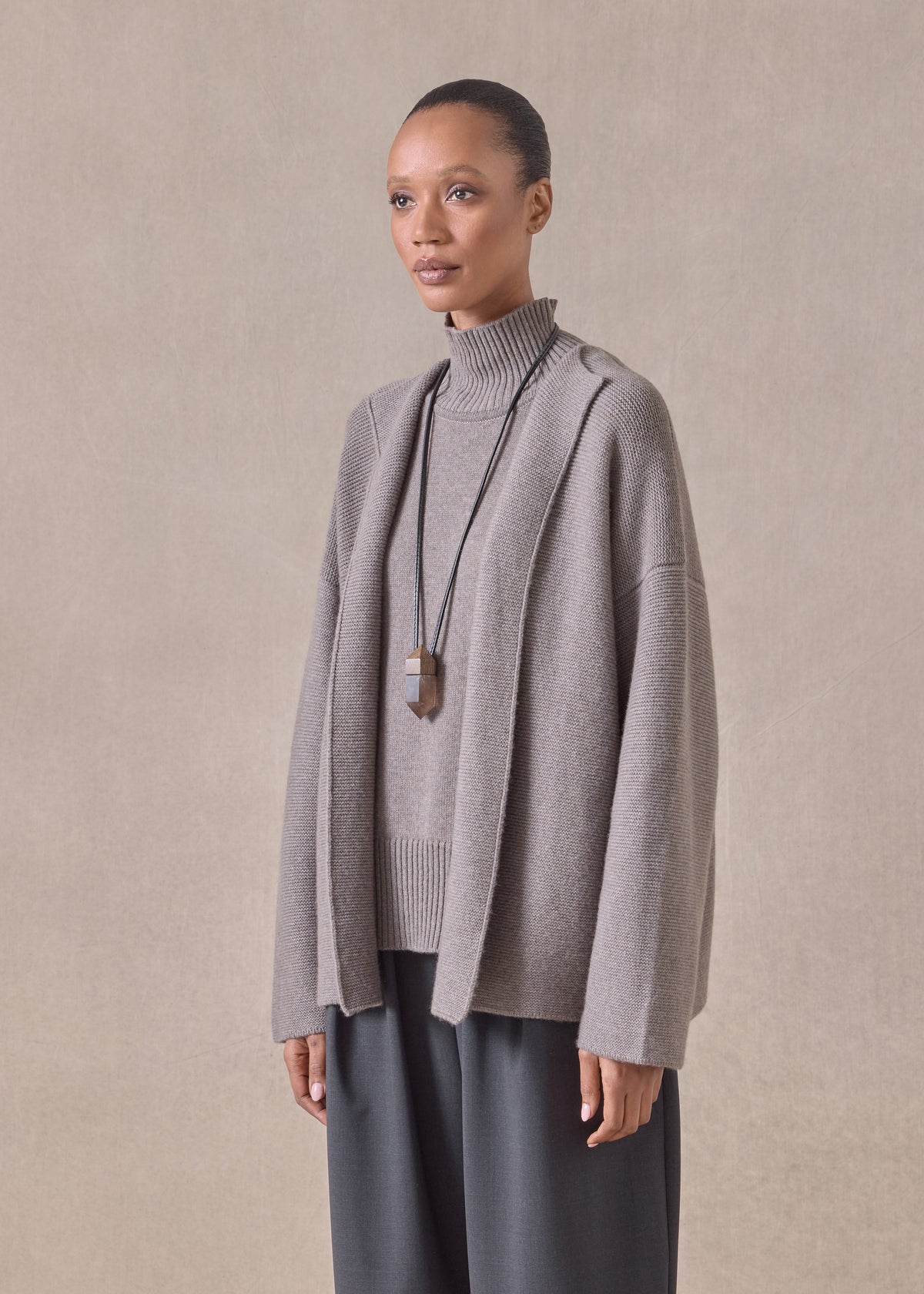 cashmere small jacket coat cardigan- short (bison)