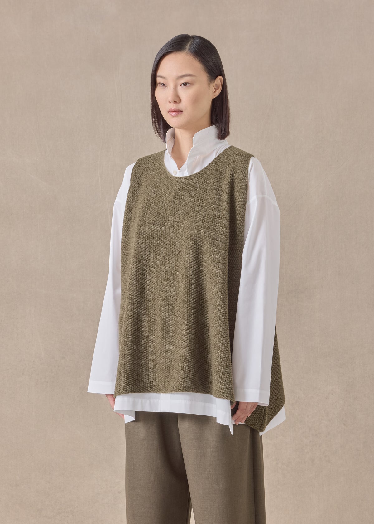 cashmere a-line sleeveless round neck - mid plus (antiquebronze)