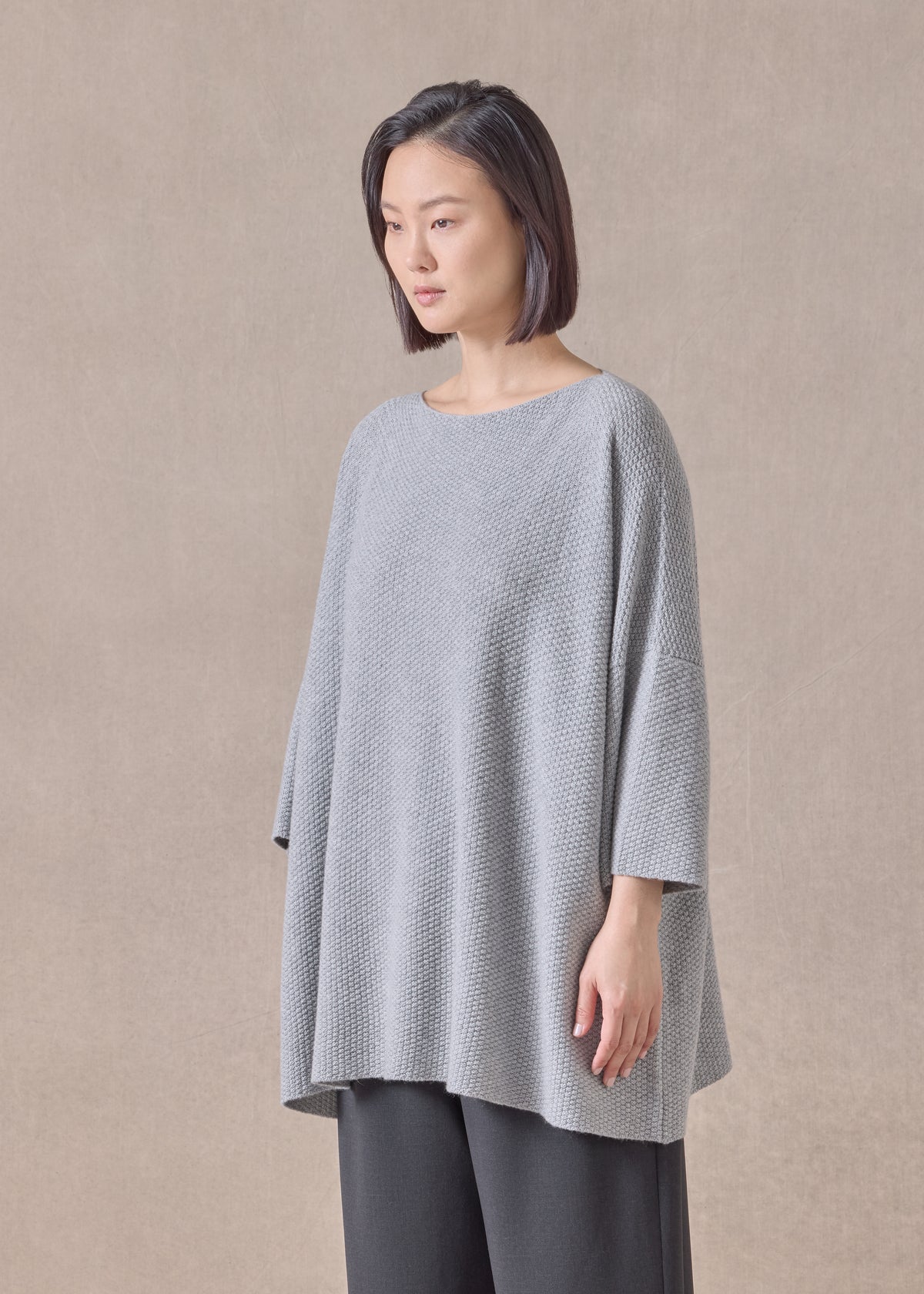 cashmere square 3/4 sleeve top - long