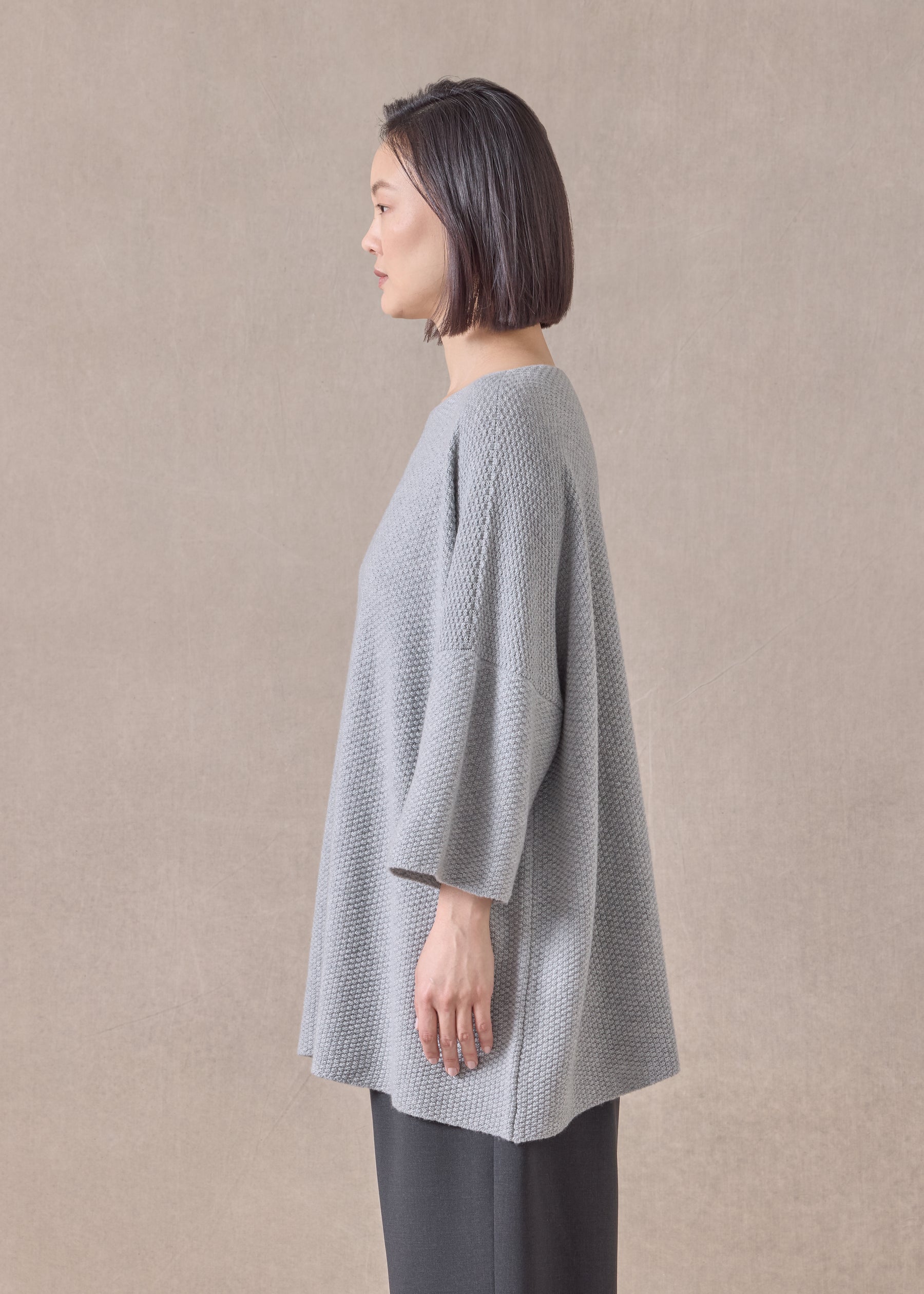 cashmere square 3/4 sleeve top - long