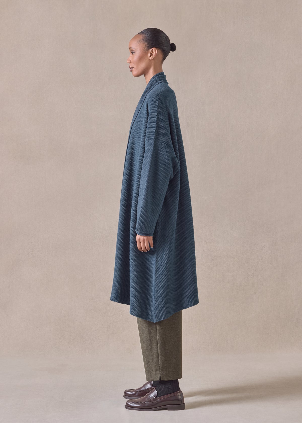 cashmere a-line scrunch shawl collar cardigan - very long