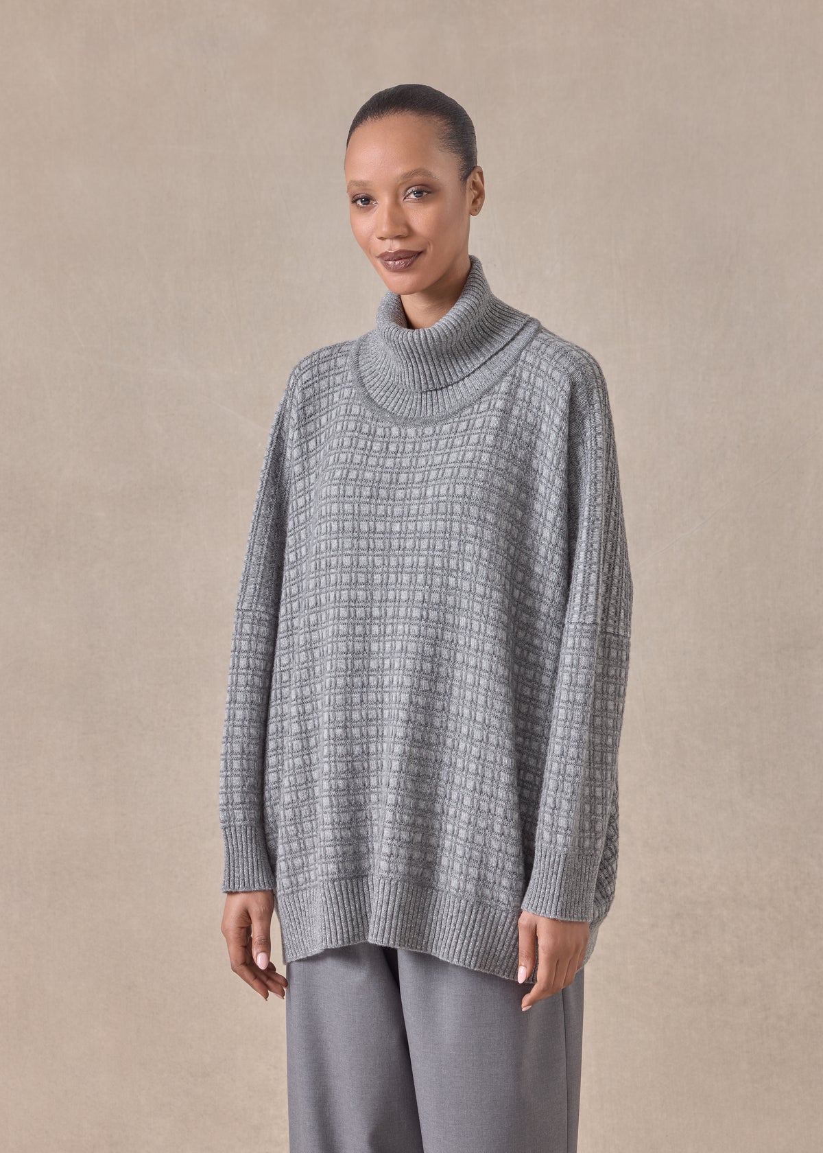 cashmere roll neck sweater - mid plus (windsorgrey)