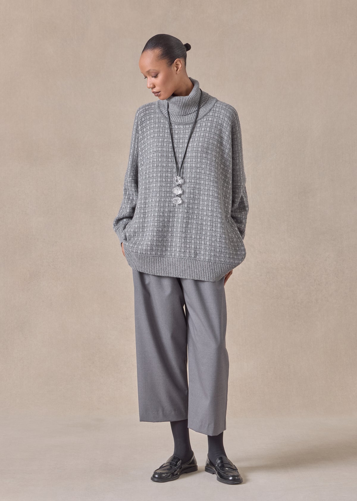 cashmere roll neck sweater - mid plus (windsorgrey)