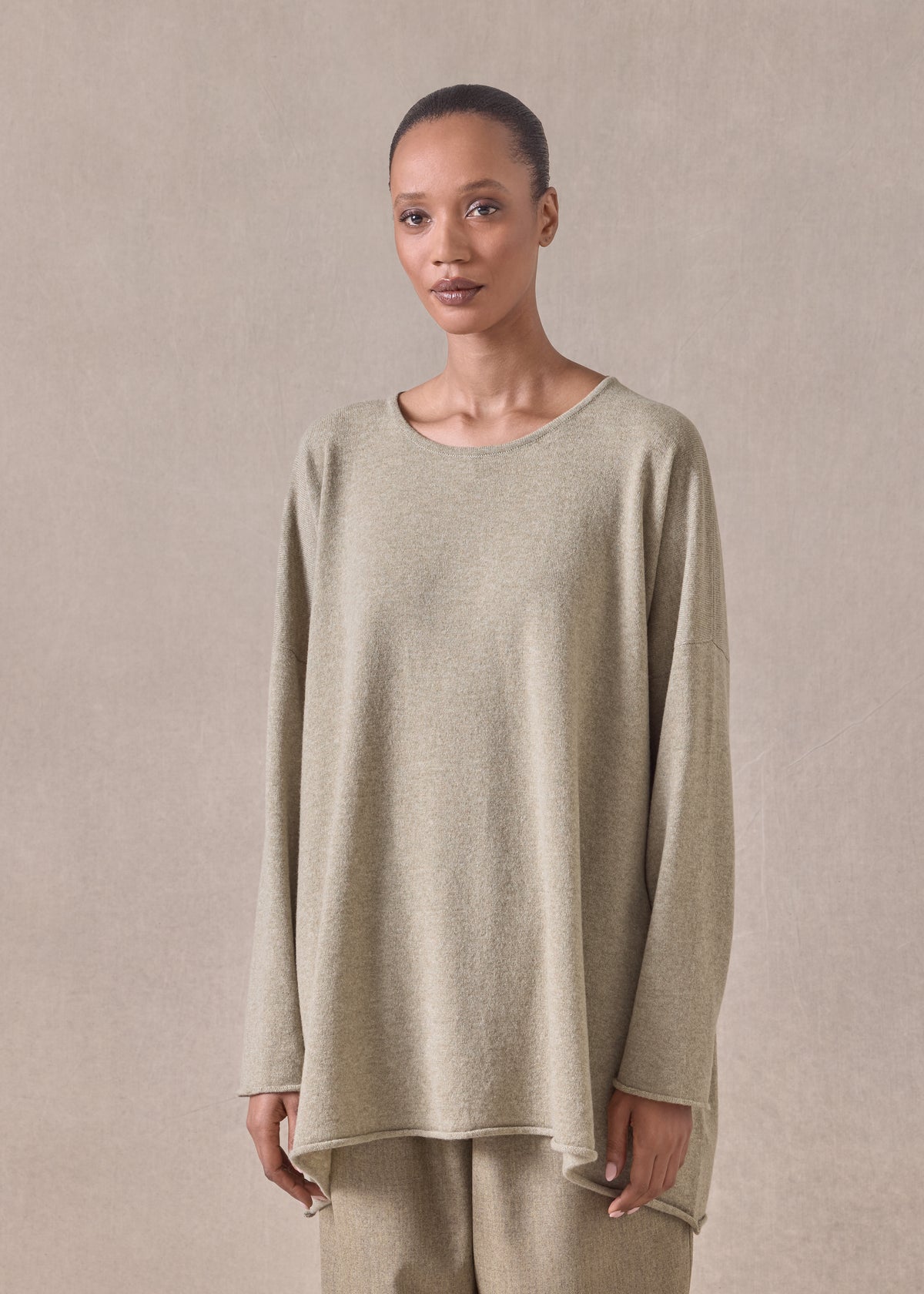 cashmere a-line bateau neck sweater - long