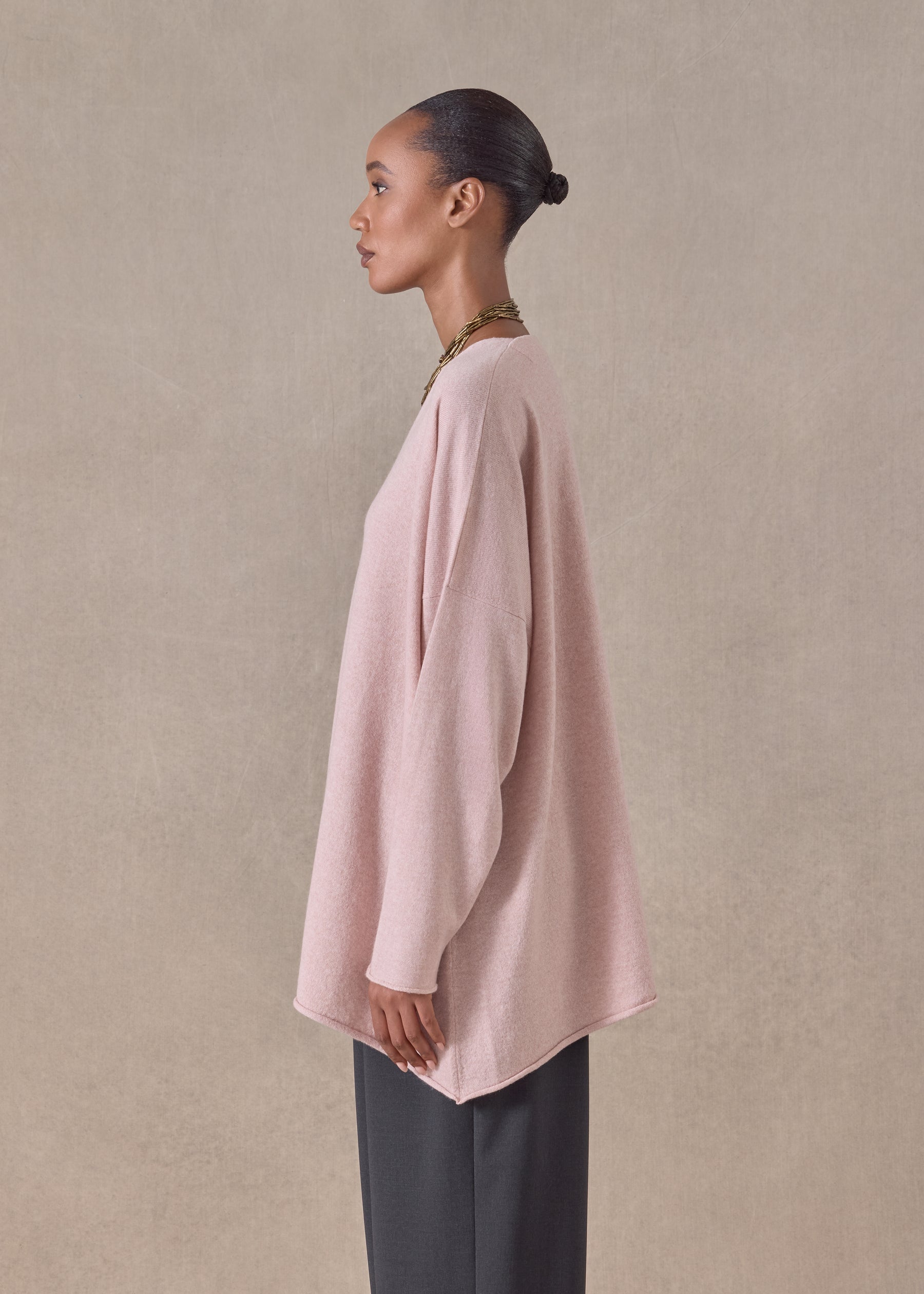 cashmere a-line v-neck sweater - long