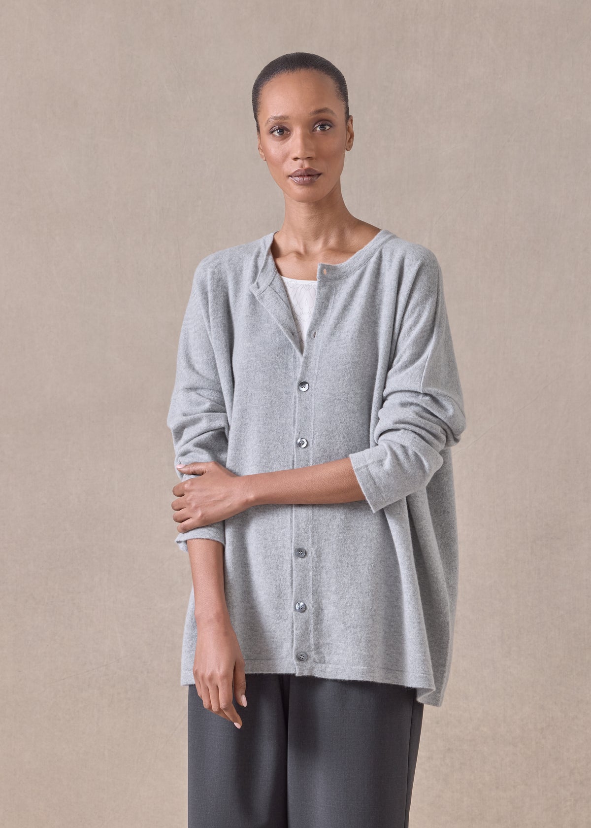 cashmere slim sleeve cardigan - mid plus