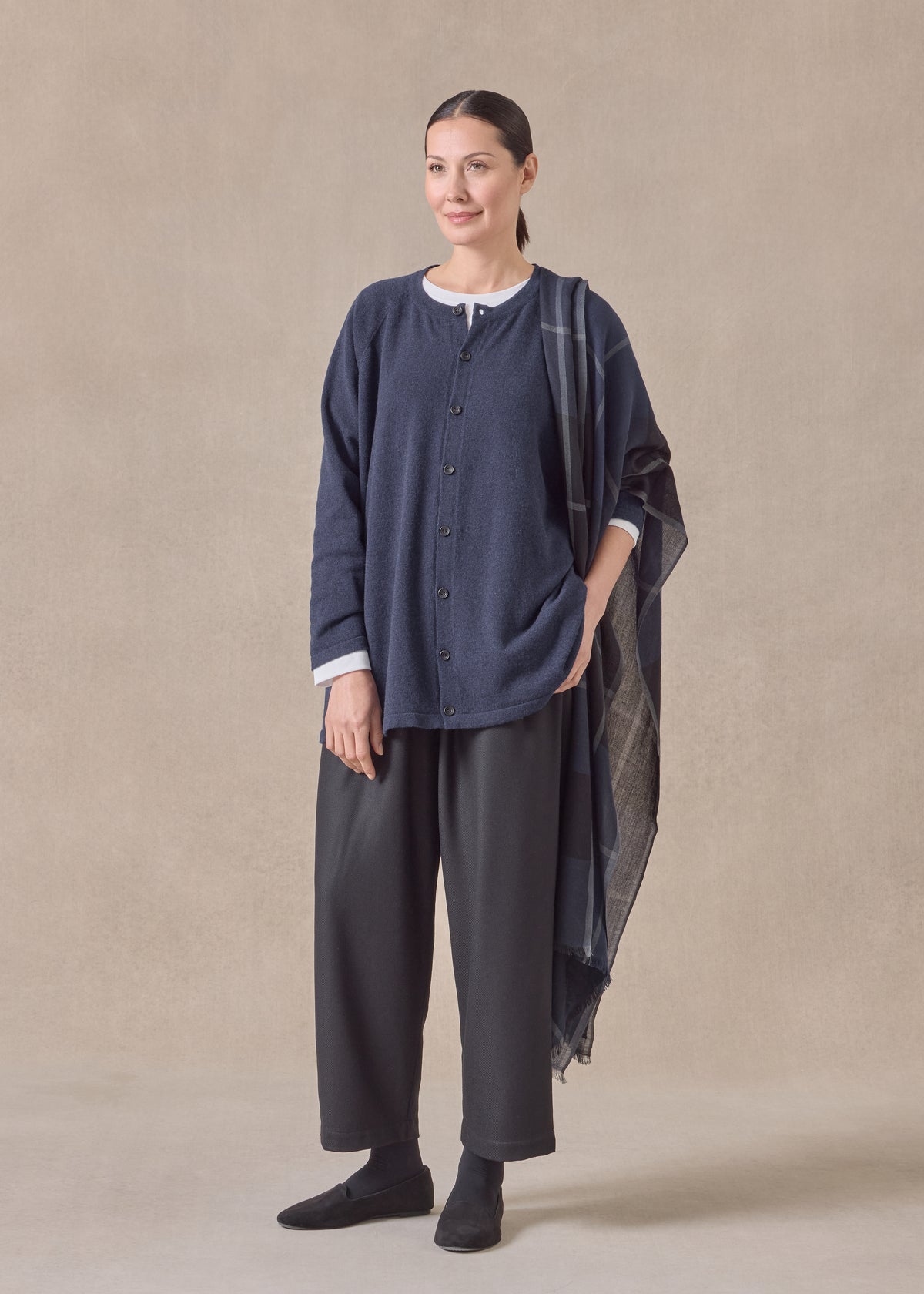 cashmere raglan sleeve round neck cardigan - long