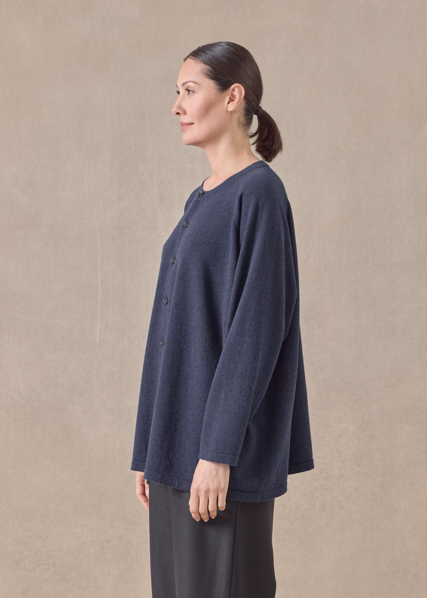 cashmere raglan sleeve round neck cardigan - long