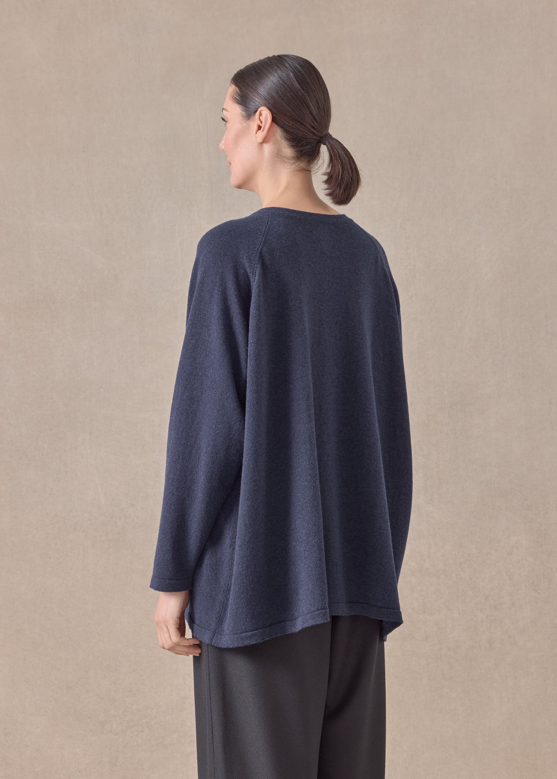 cashmere raglan sleeve round neck cardigan - long