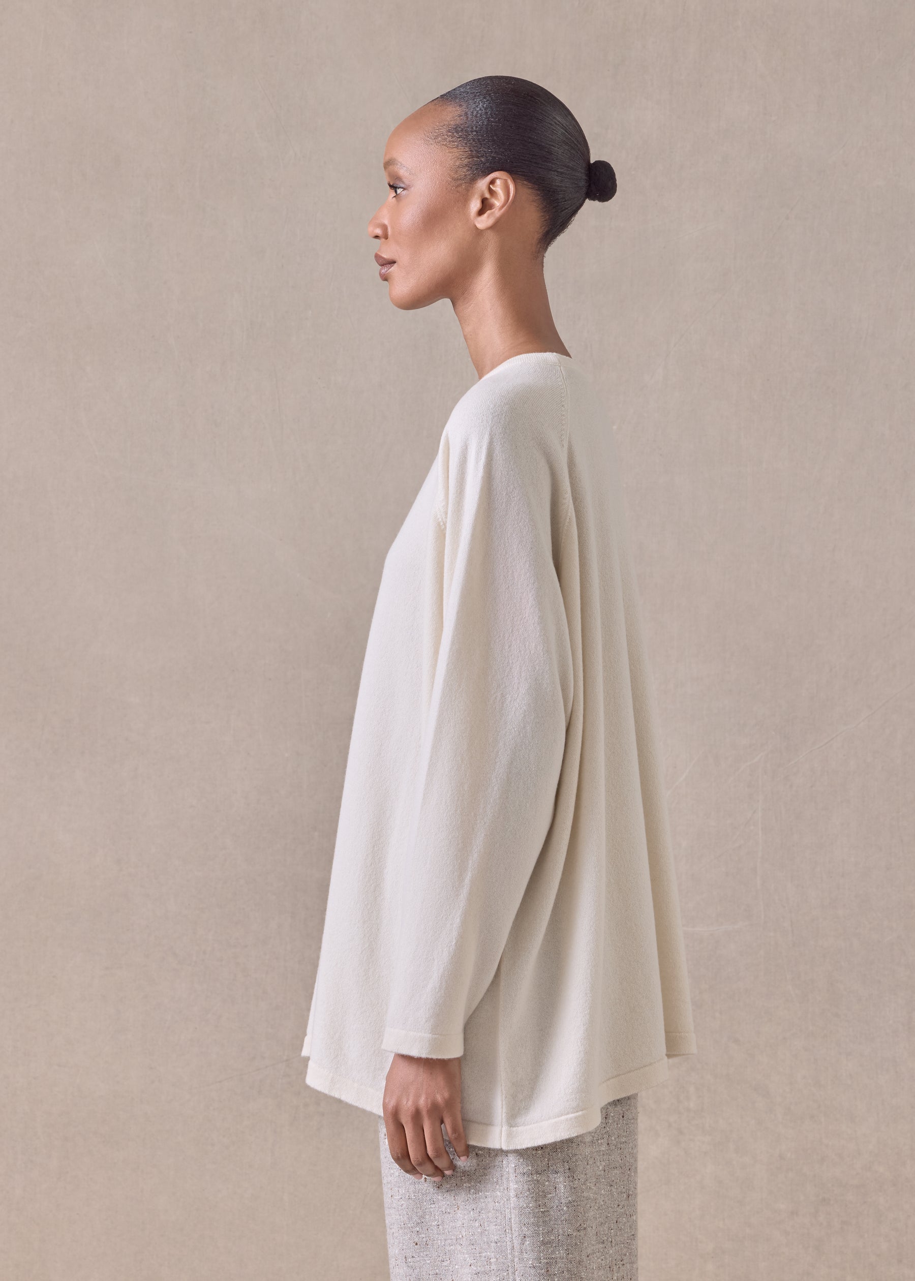 cashmere raglan sleeve round neck sweater - long