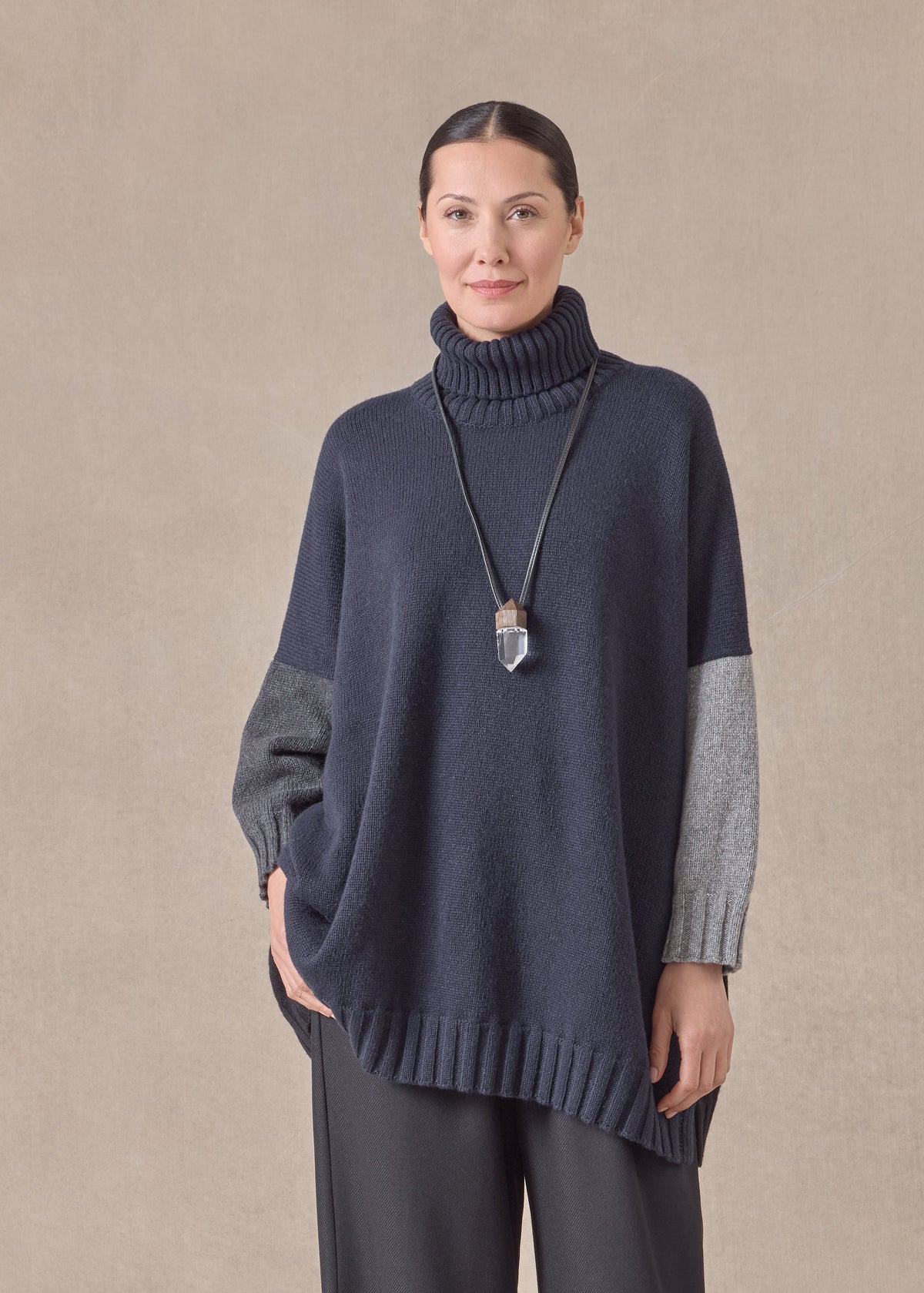 cashmere wide roll neck - long (mix)