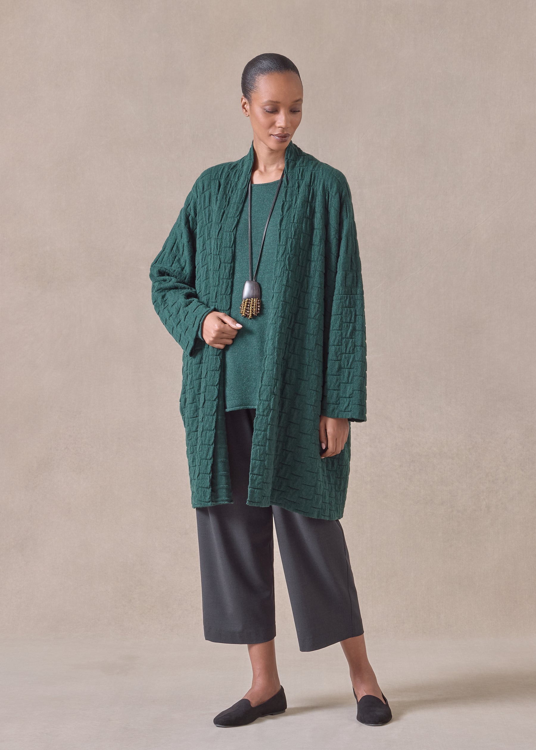 cashmere scrunch shawl collar cardigan - long plus