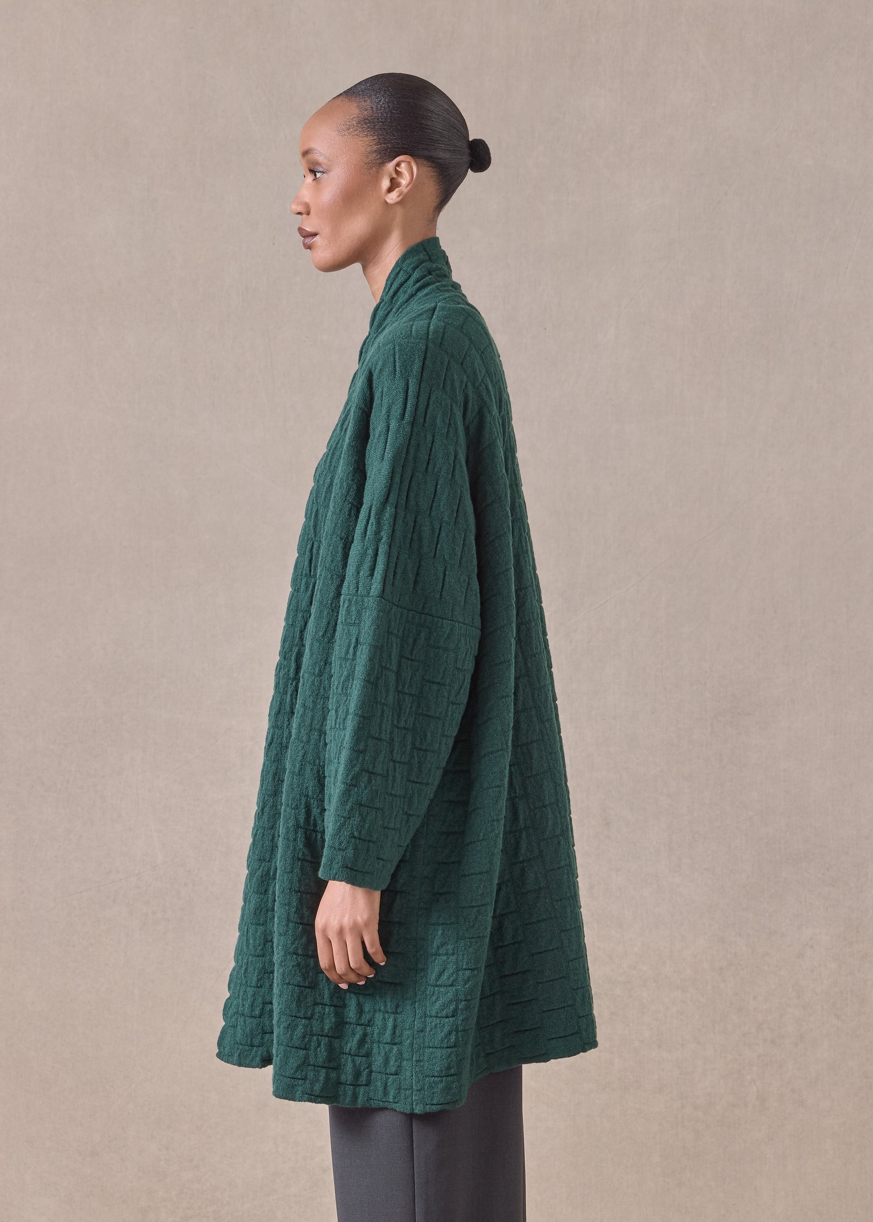 cashmere scrunch shawl collar cardigan - long plus