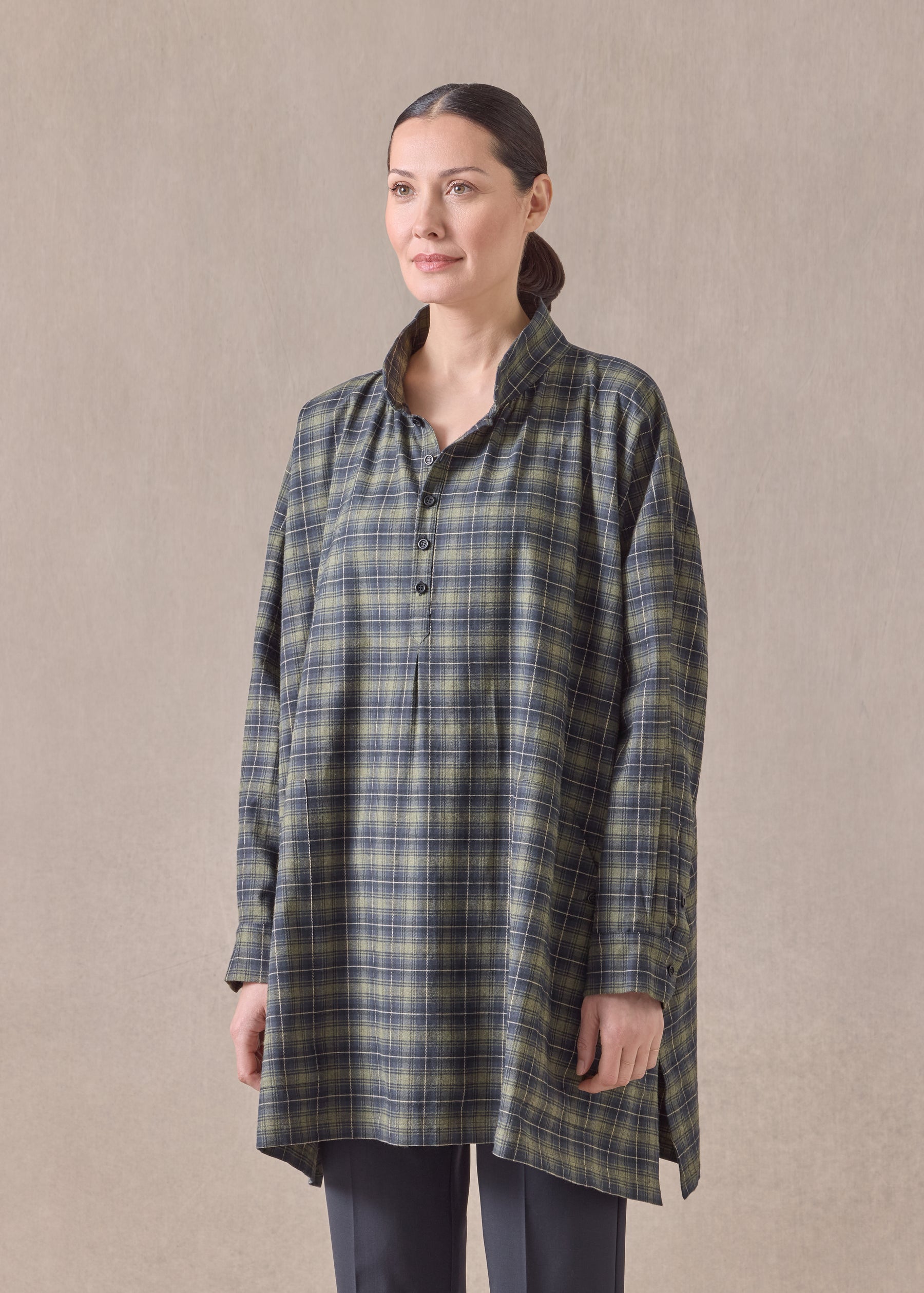 cotton wide a-line artists smock - long plus