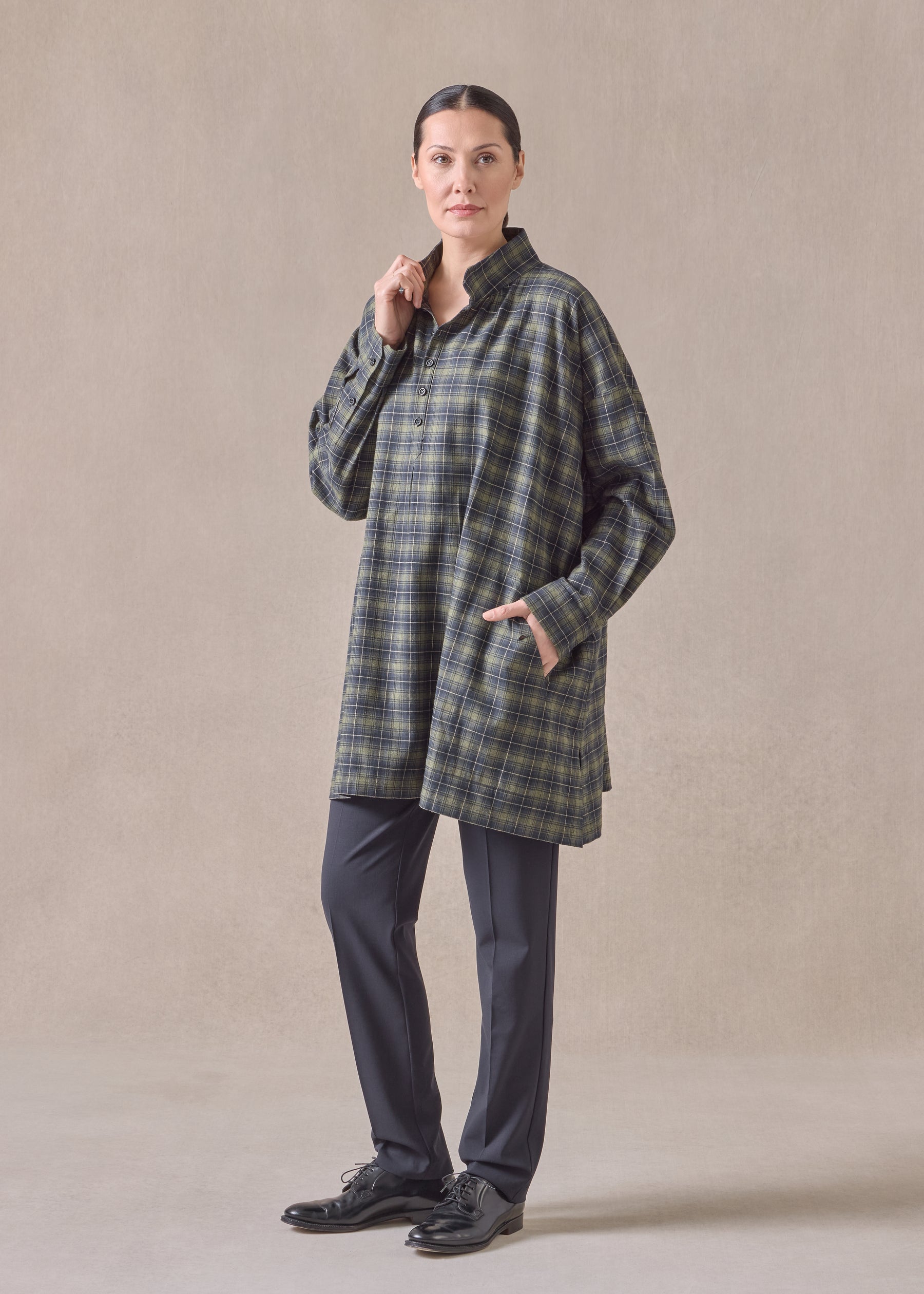 cotton wide a-line artists smock - long plus