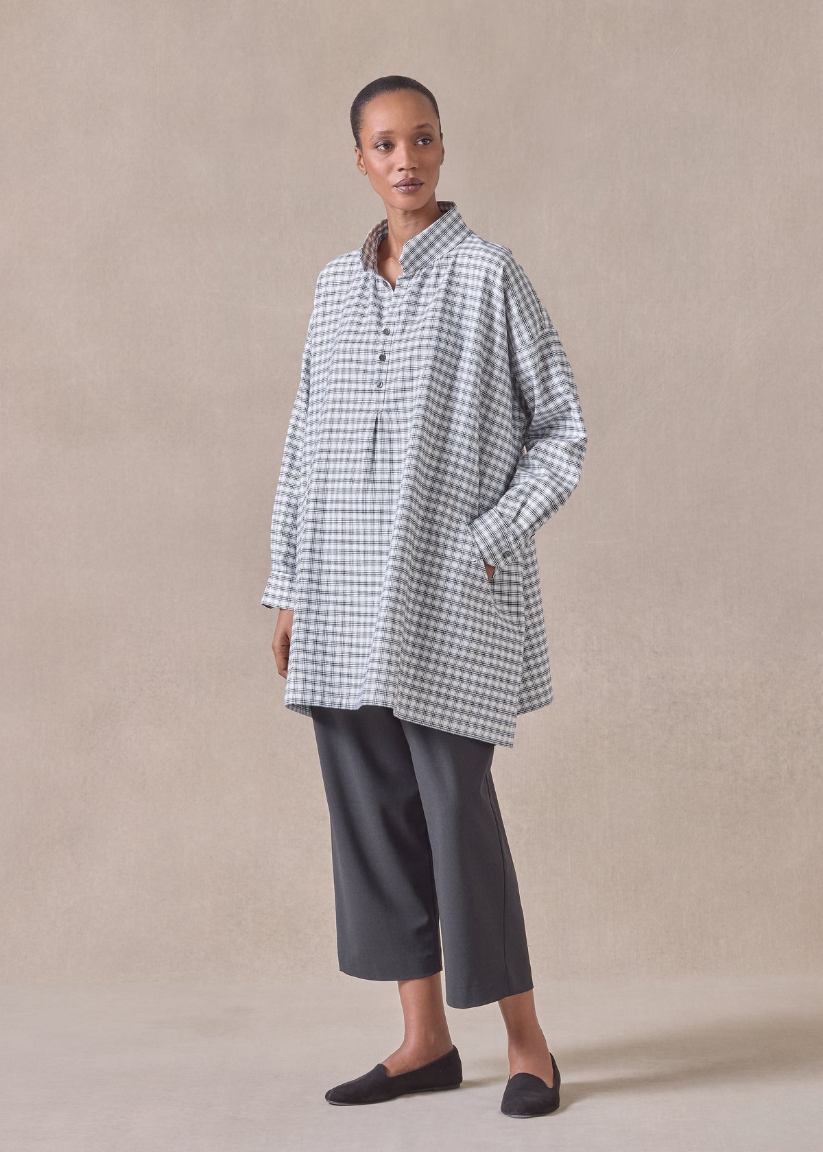 cotton wide a-line artists smock - long plus